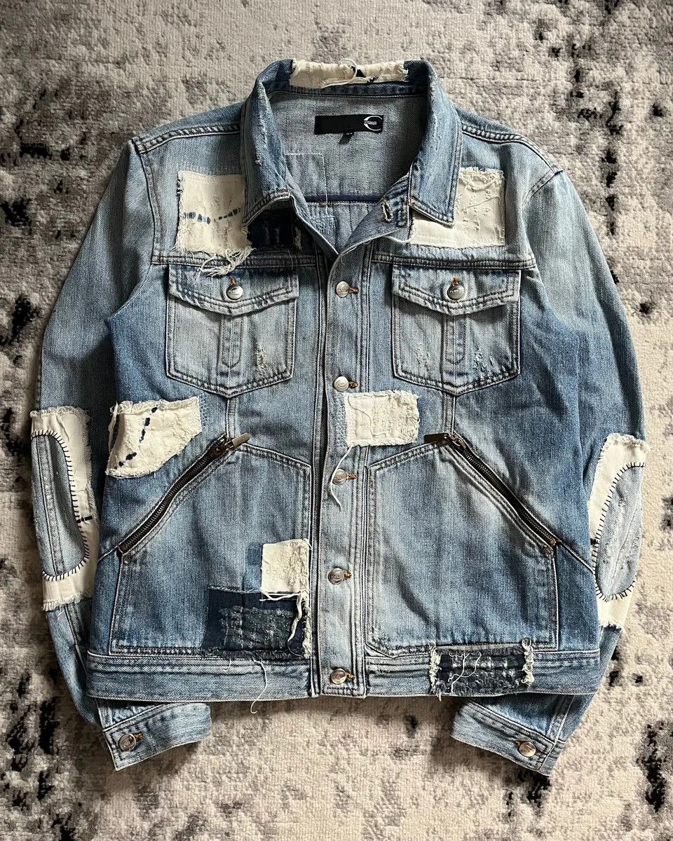 Roberto Cavalli × Vintage AW2010 Cavalli Destructured Patchwork Denim Jacket Size US L / EU 52-54 / 3 - 1 Thumbnail