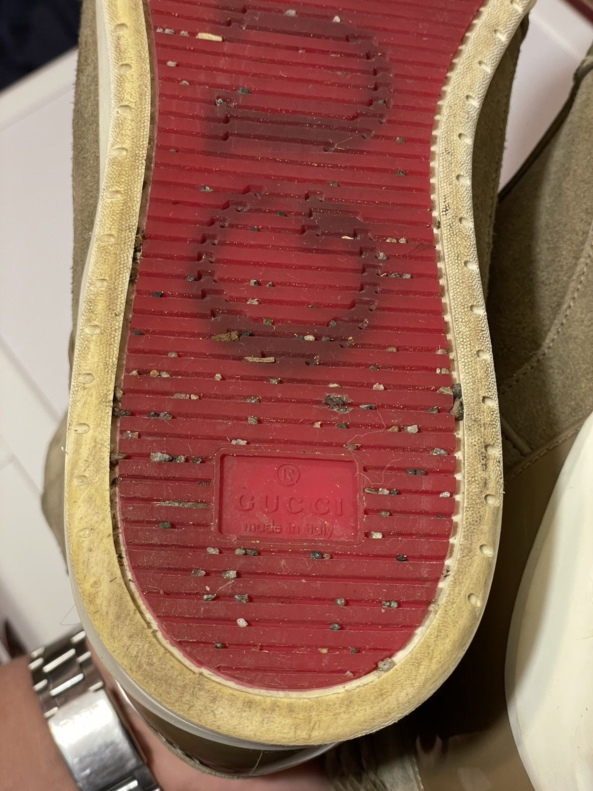 Gucci high-top suede sneakers from the Italian fashion house Gucci Size US 12 / EU 45 - 13 Thumbnail