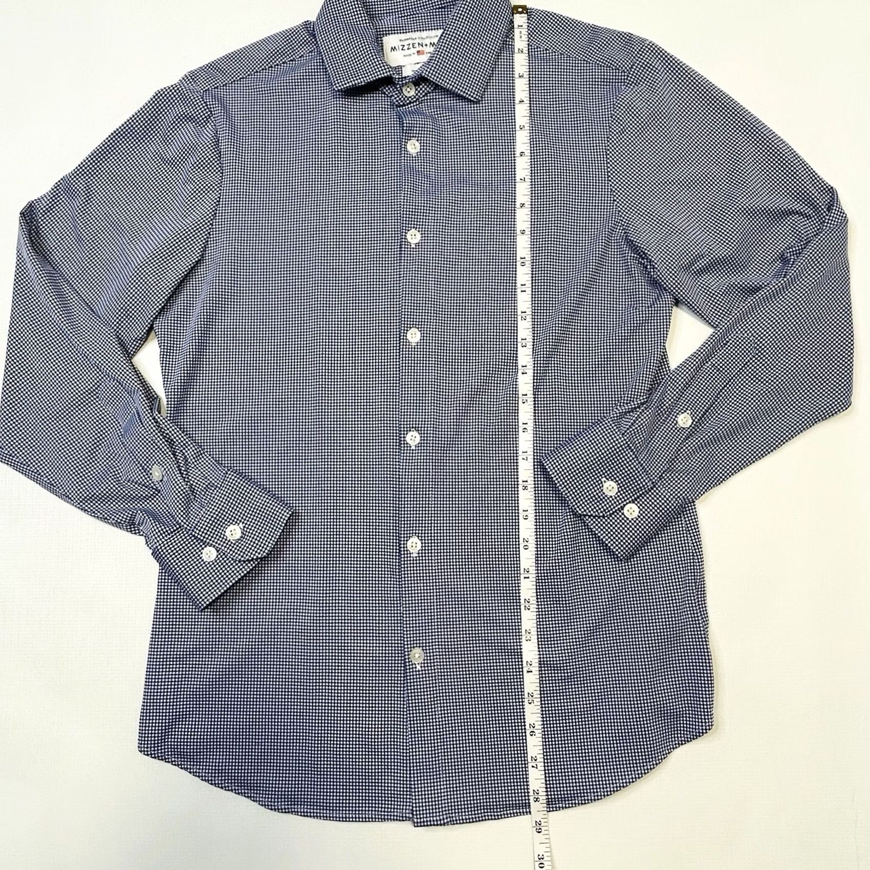 Mizzen+Main Mizzen+Main Button-Up Shirt Blue Slim Check Long Sleeve Casual Business Travel Formal Workwear Spinnaker Collection Mens Regular Size M Size US M / EU 48-50 / 2 - 6 Thumbnail