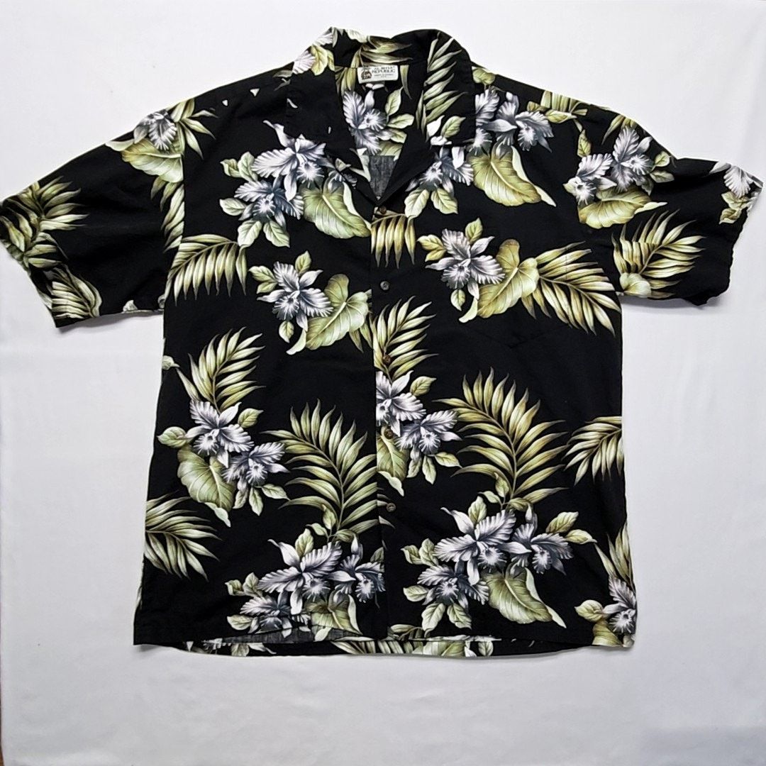 Other Vintage Aloha Republic Hawaiian Shirt Black Tropical Mens XL Size US XL / EU 56 / 4 - 1 Thumbnail
