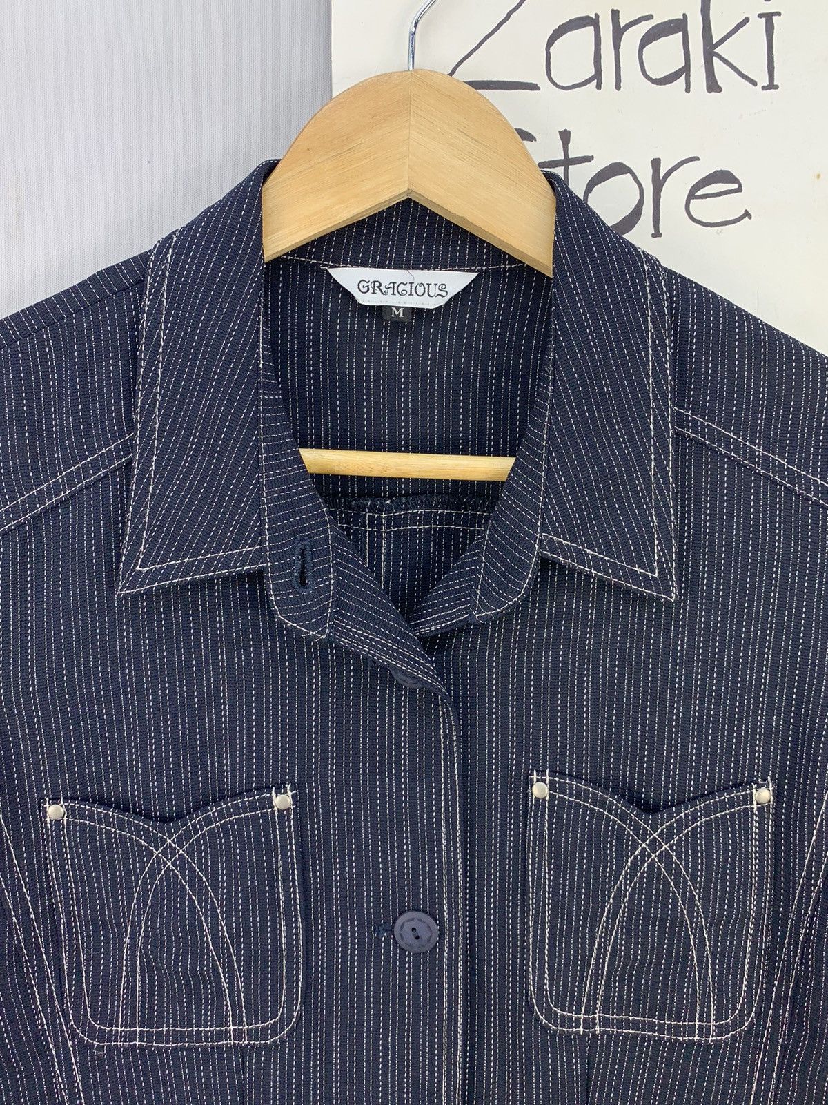 Japanese Brand Denim Style Button Up Blouse Jacket Size M / US 6-8 / IT 42-44 - 4 Thumbnail