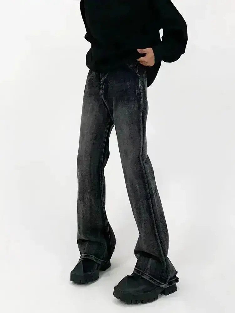 Japanese Brand Washed black vintage baggy micro flare jeans Size US 32 / EU 48 - 1 Thumbnail