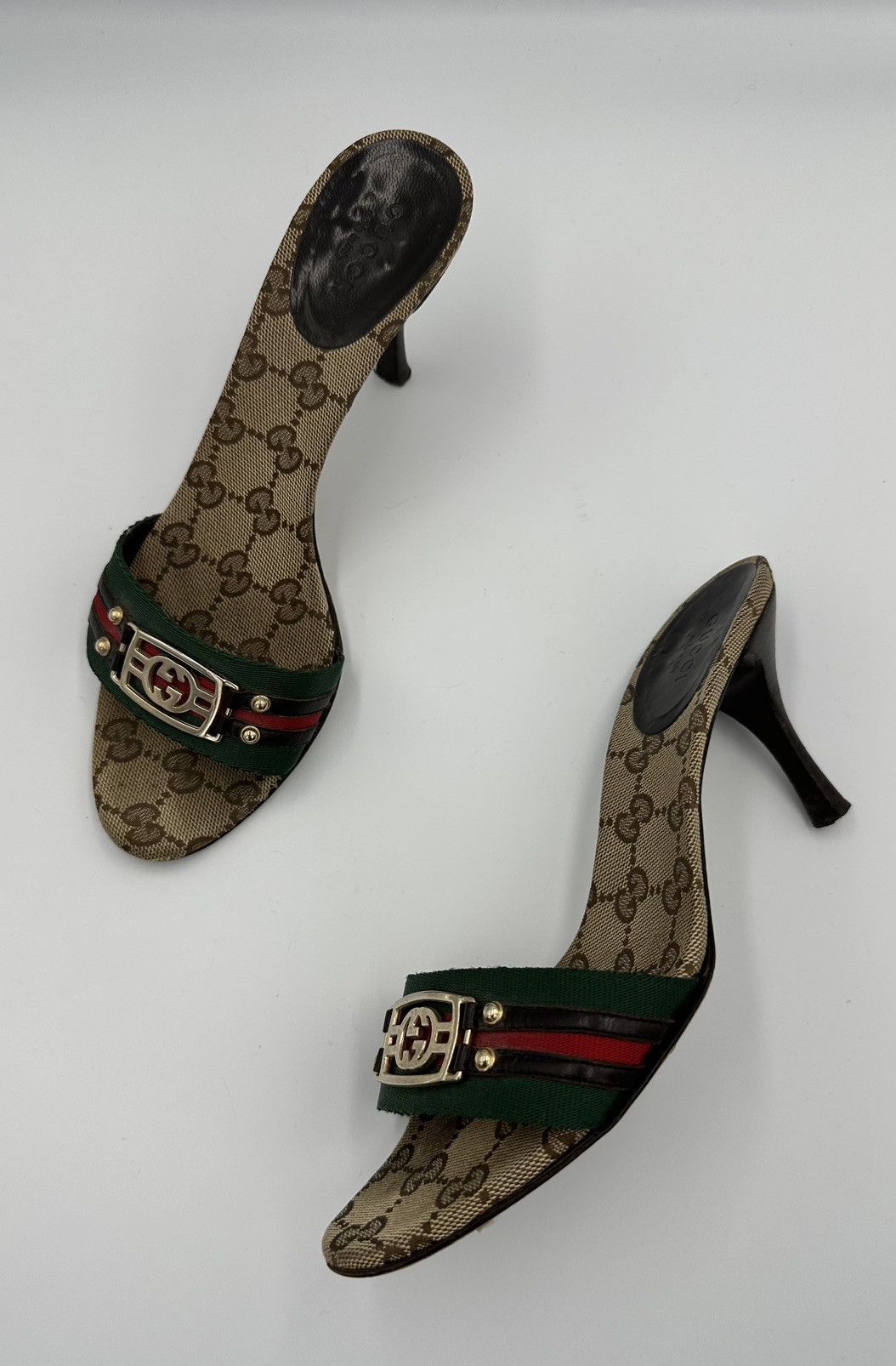 Gucci Gucci cloth heeled sandals monogram interlocking GG with box Size US 6 / IT 36 - 2 Thumbnail