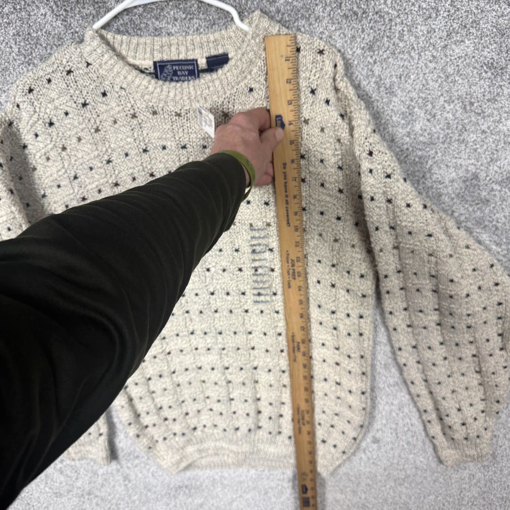 Vintage VINTAGE Peconic Bay Traders Sweater M Beige Geometric Chunky-Knit Heavyweight Mens Crew Neck Pullover, 100% Cotton, Winter, Casual Size US M / EU 48-50 / 2 - 2 Thumbnail