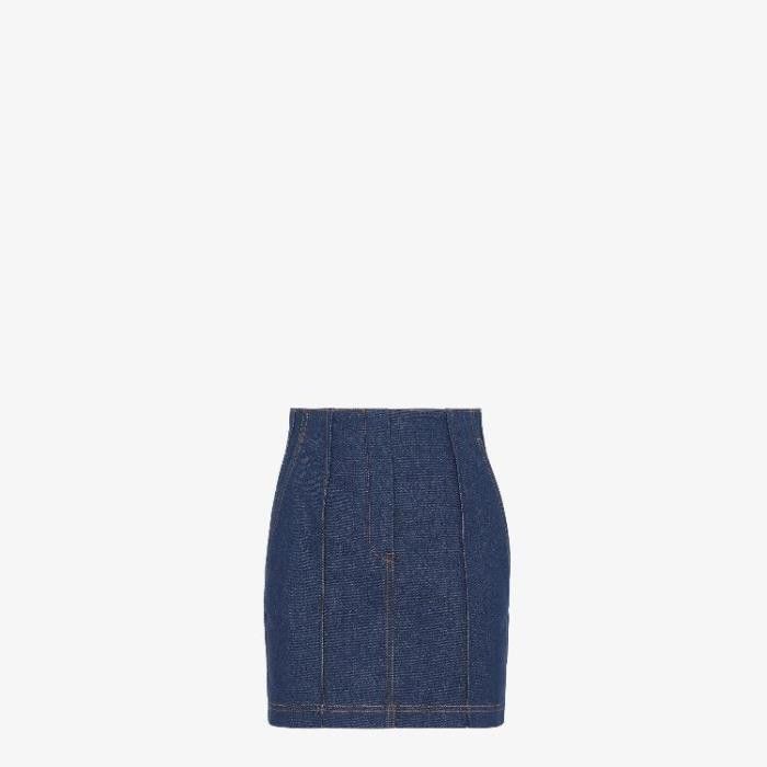 Fendi o1w1db10325 FLQ553 Denim Mini Skirt in Blue Size 25" / US 0 / IT 36 - 4 Thumbnail