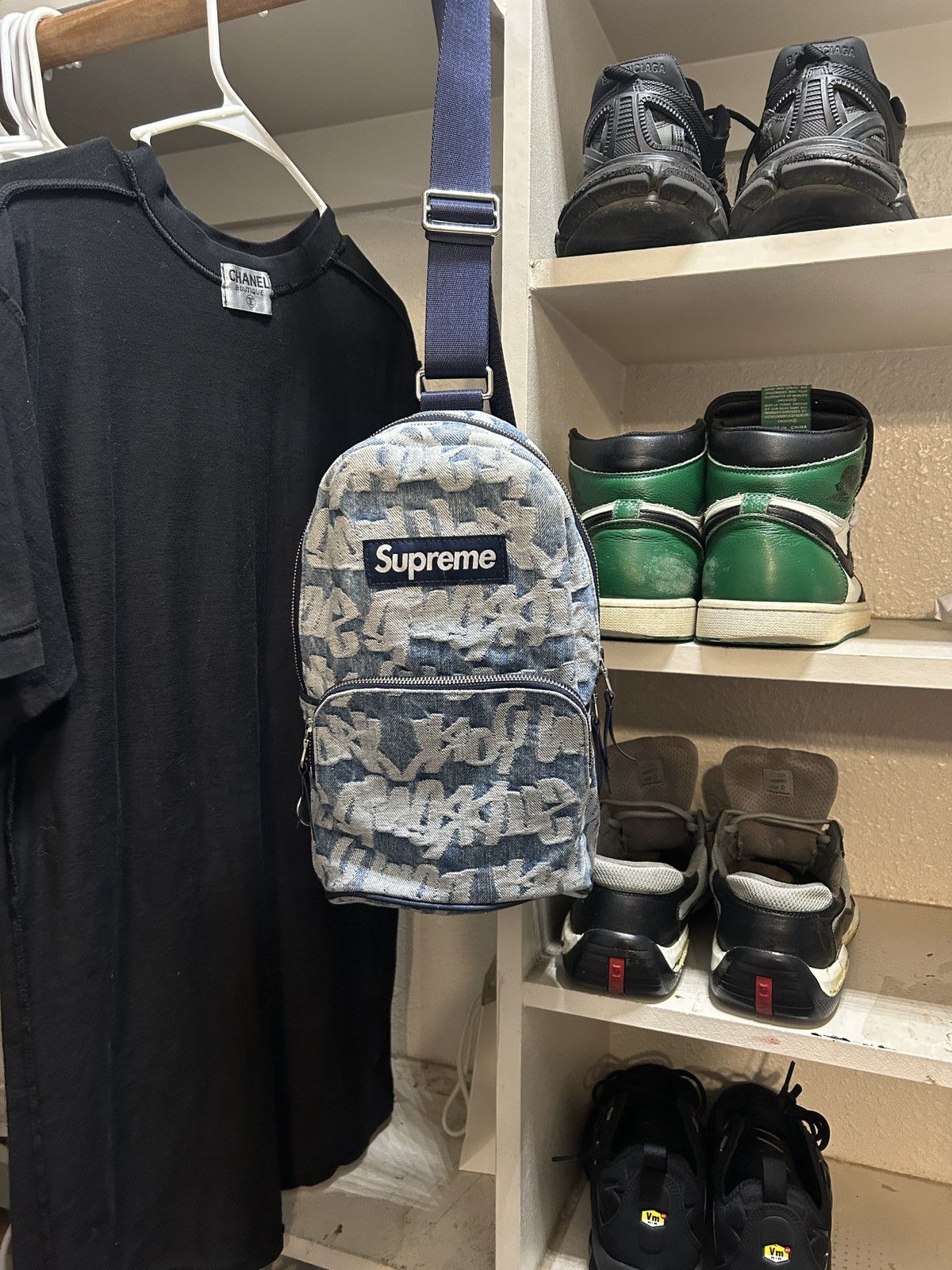 Supreme Fat Tip Jacquard Denim Sling Bag in Blue, Men's