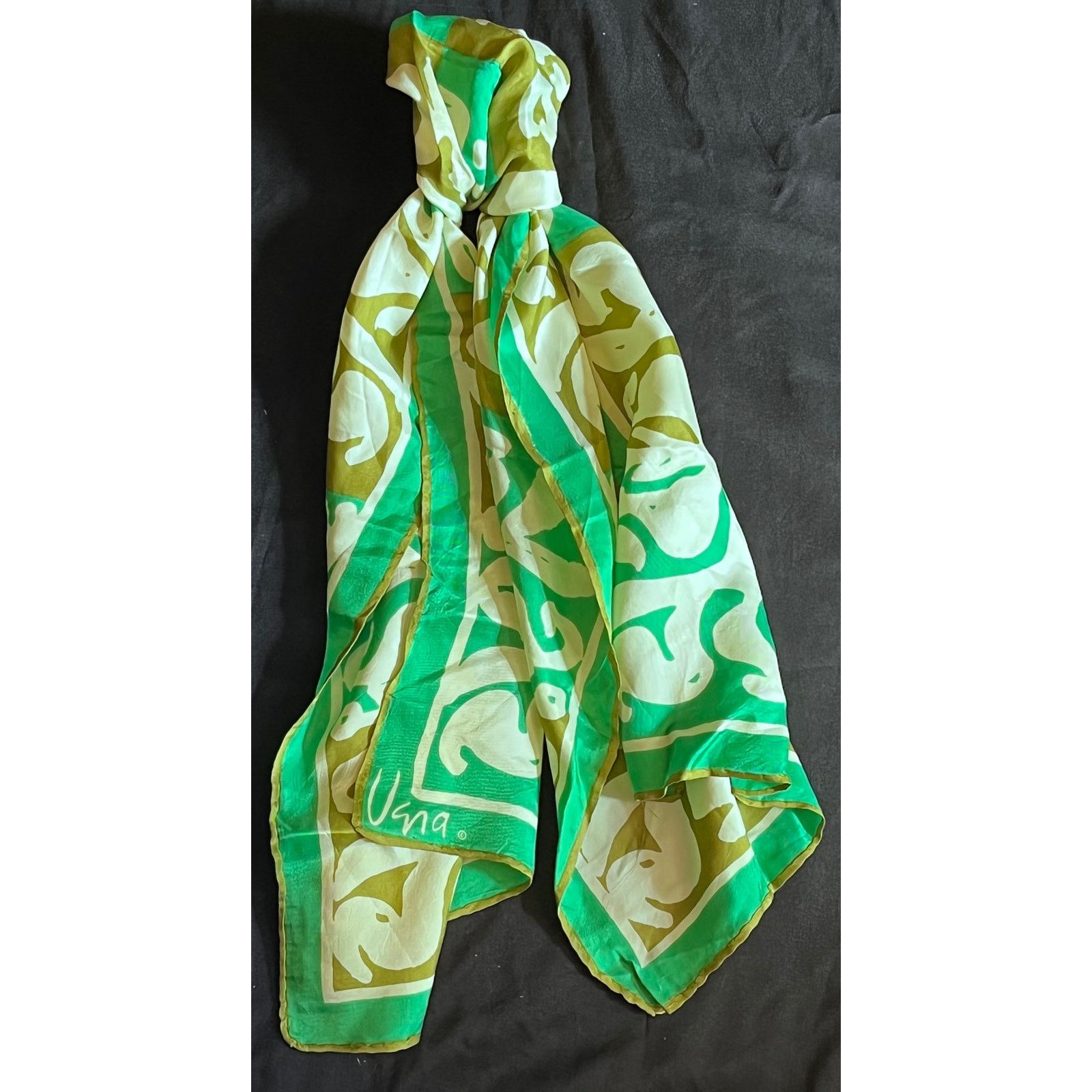 Other Vintage VERA Neumann Scarf ~ Signed ~ Green / Off White Size ONE SIZE - 6 Thumbnail
