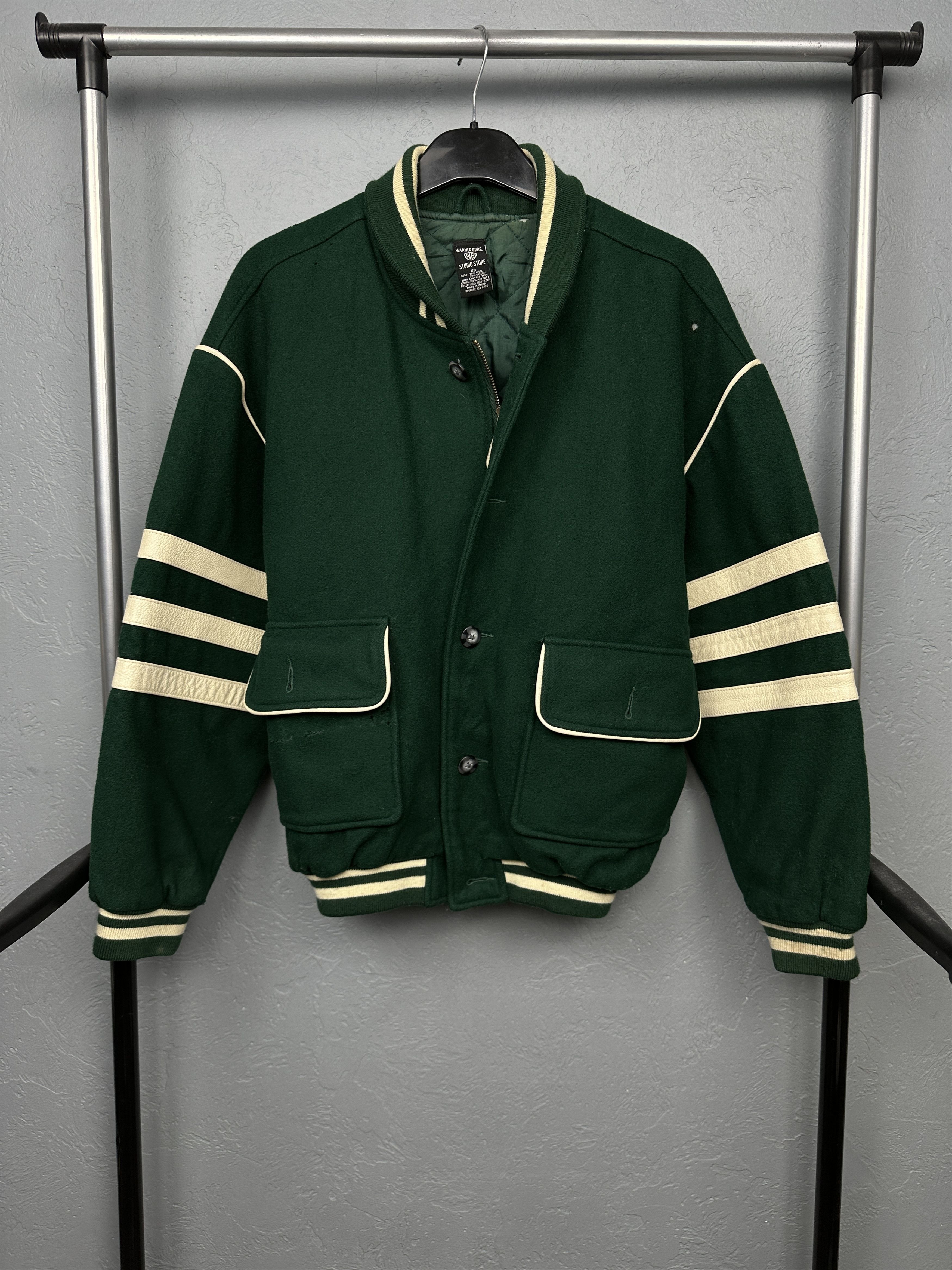 Warner Bros Warner Bros 90s Vintage Mens Varsity Wool Bomber Jacket Size US XS / EU 42 / 0 - 4 Thumbnail