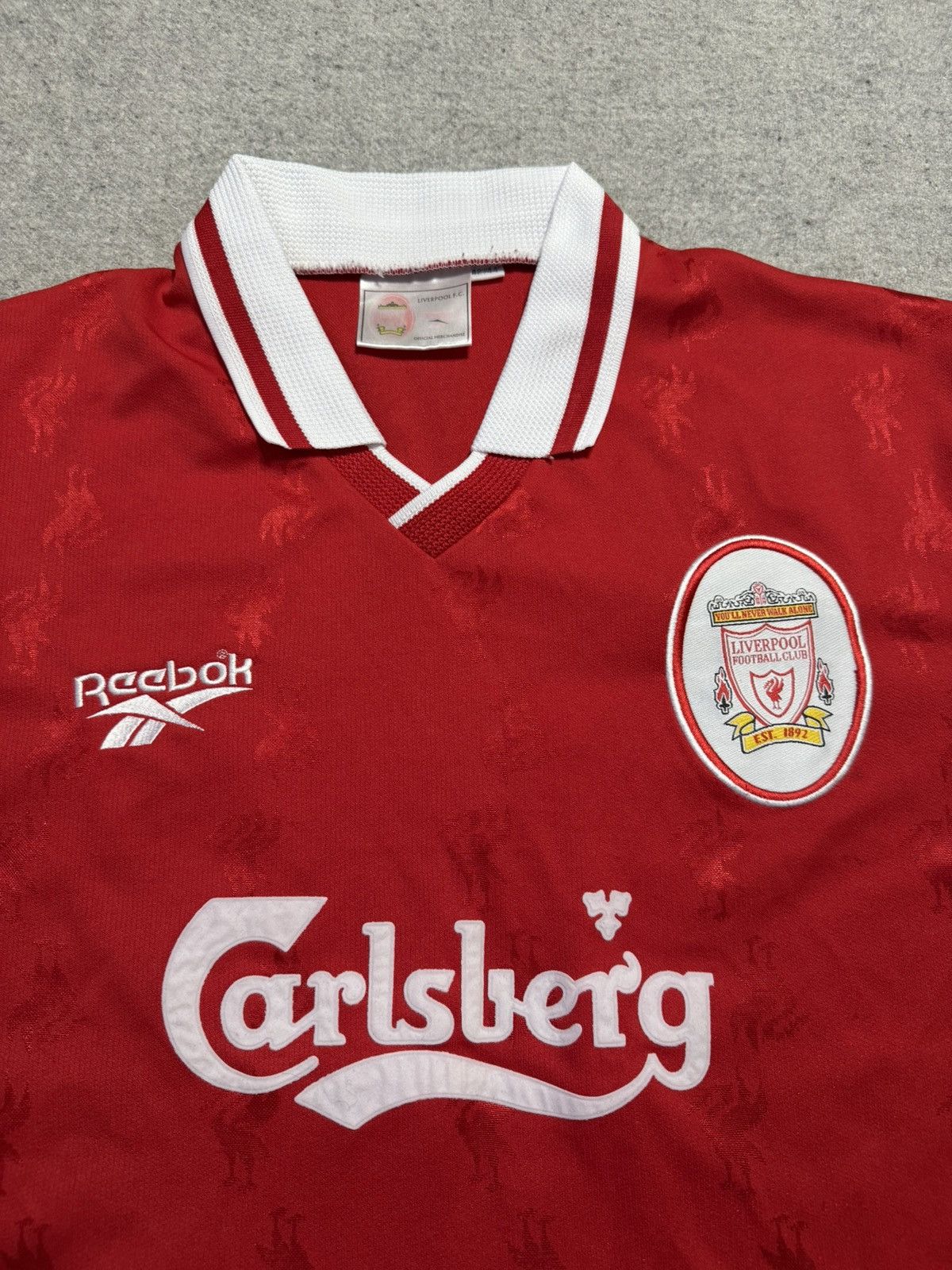 Reebok Reebok Liverpool FC #10 Barnes 1996/98 97 XL new home jersey Size US XL / EU 56 / 4 - 3 Thumbnail