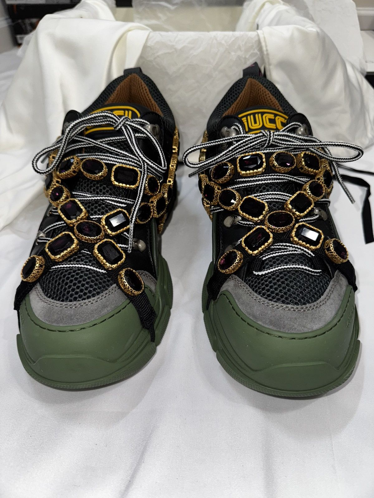 Gucci Gucci Flashtrek SEGA Green Removable Crystal shoes Size US 9 / EU 42 - 1 Thumbnail