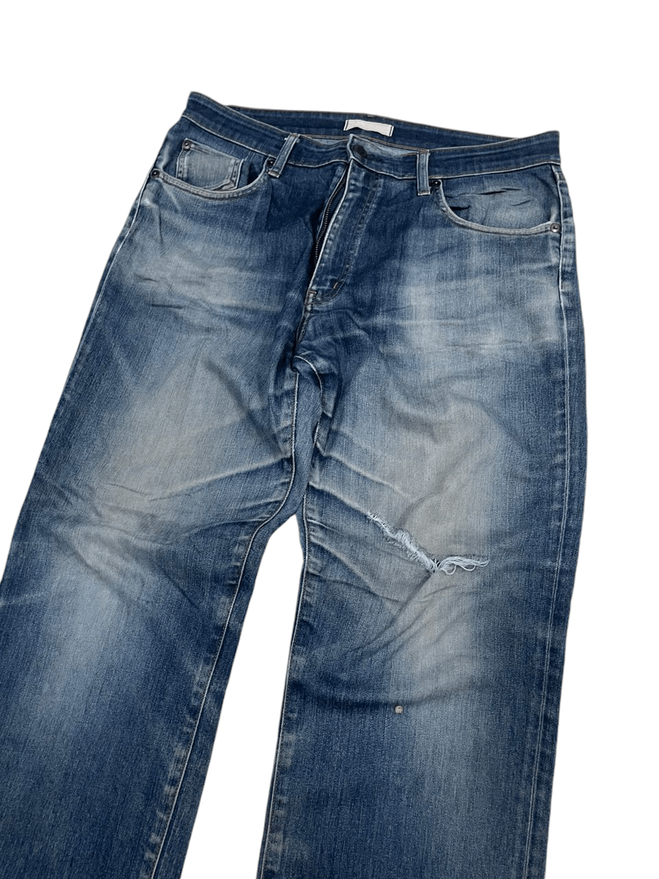 Japanese Brand × Uniqlo 💥Flared Uniqlo White Label Distressed Denim 💥 Size US 35 - 3 Thumbnail