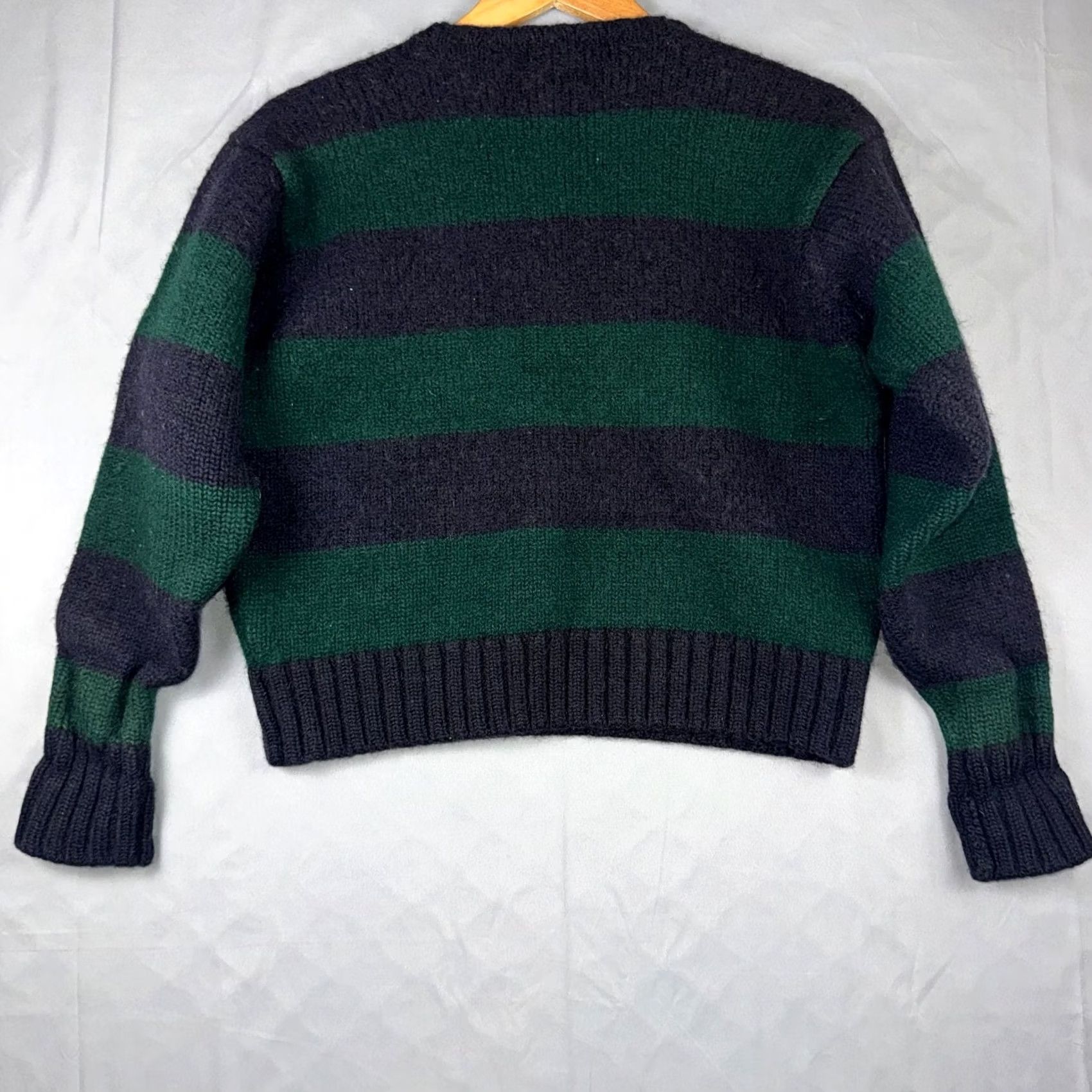Polo Ralph Lauren VINTAGE Polo Ralph Lauren Striped Wool Crewneck Sweater Green Navy Size L Size US L / EU 52-54 / 3 - 2 Thumbnail