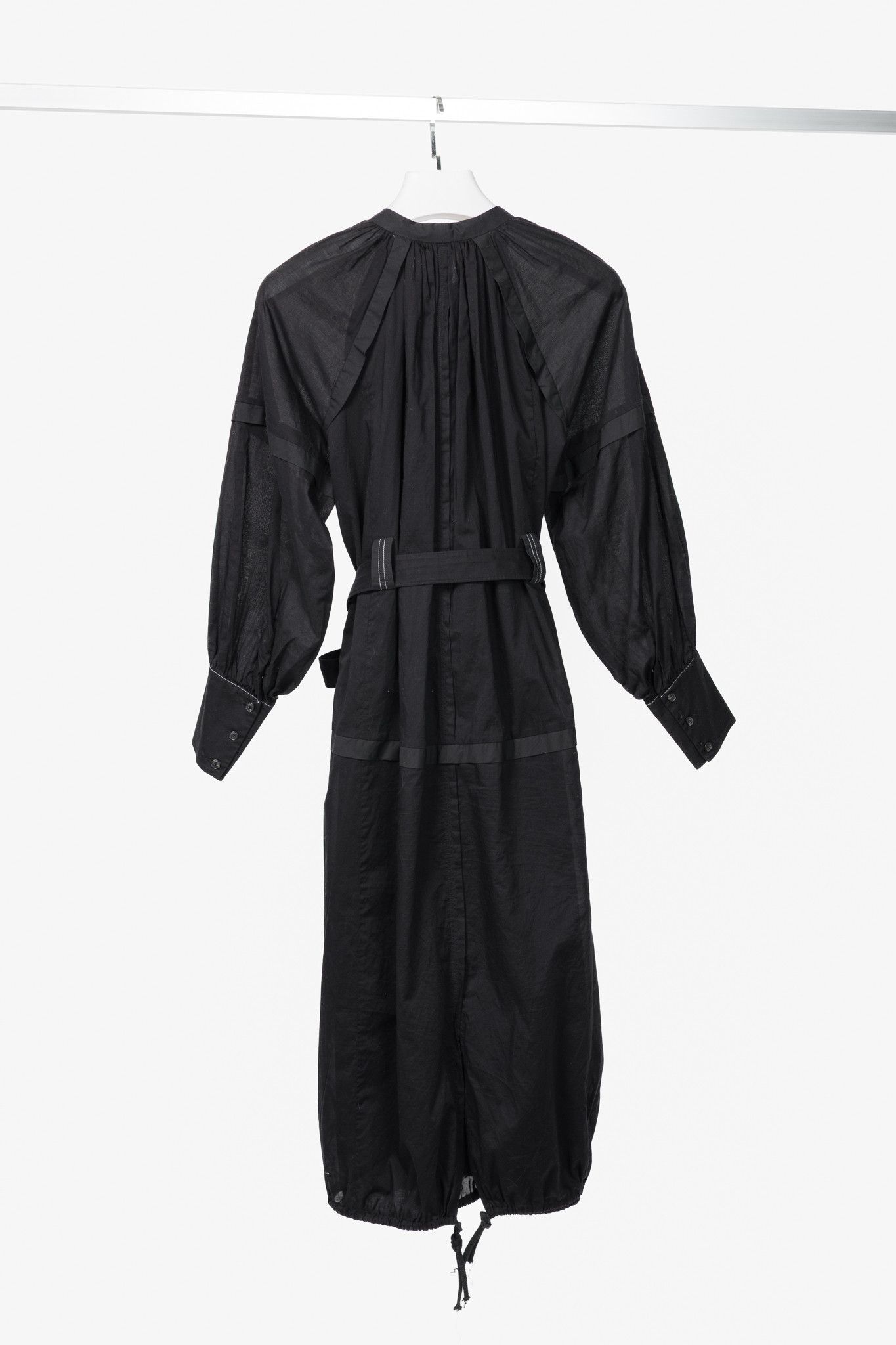 Proenza Schouler Proenza Schouler Black Poplin Buttoned Waist-Tie Midi Dress Size S / US 4 / IT 40 - 2 Thumbnail