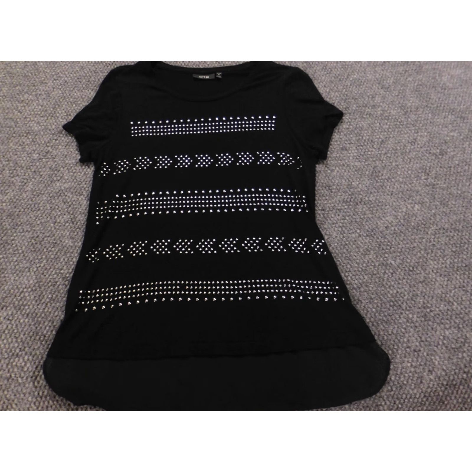 Apt. 9 Apt 9 Womens Blouse PM Petites Black Crew Neck Short Sleeve Pullover Casual Rayon Floral Cap Sleeve Button Stretch Womens Size M / US 6-8 / IT 42-44 - 3 Thumbnail