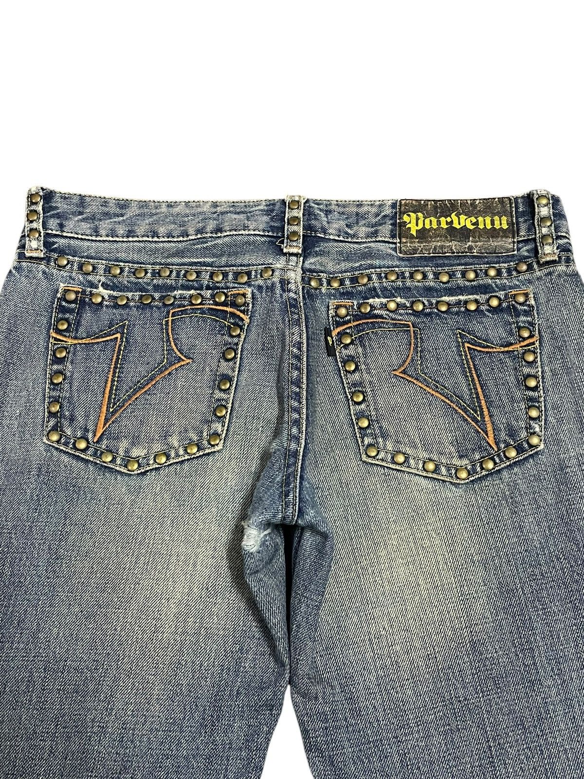 If Six Was Nine Vintage Japanese Crazy Rivet Mad Punk Distressed Flare Jeans Size 30" / US 8 / IT 44 - 12 Thumbnail