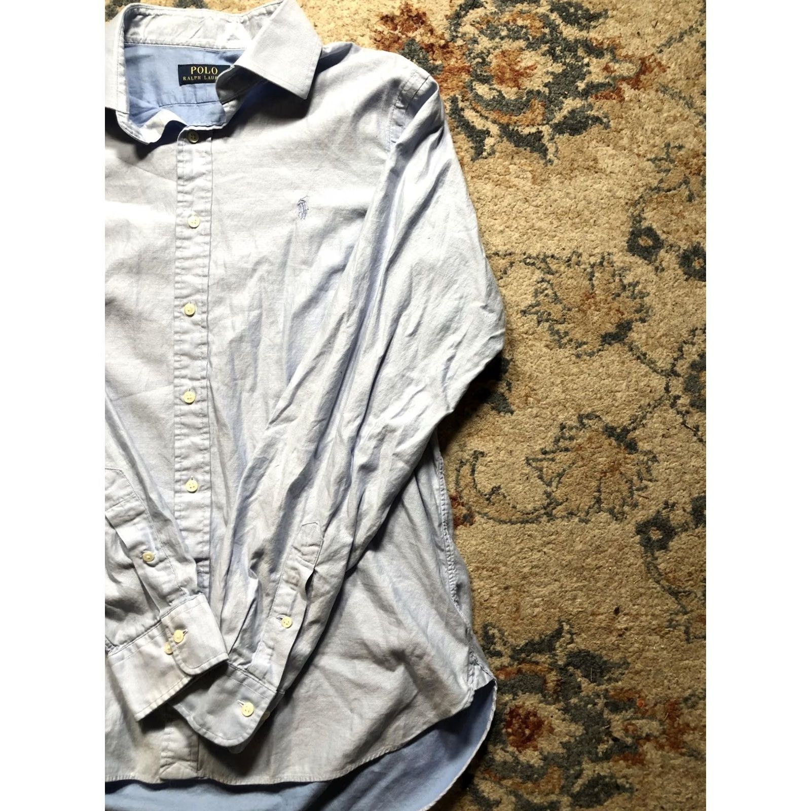 Polo Ralph Lauren VINTAGE Polo Ralph Lauren Shirt Mens 16.5 34/35 Light Blue Long Sleeve Button Down Pony Size US XL / EU 56 / 4 - 4 Thumbnail