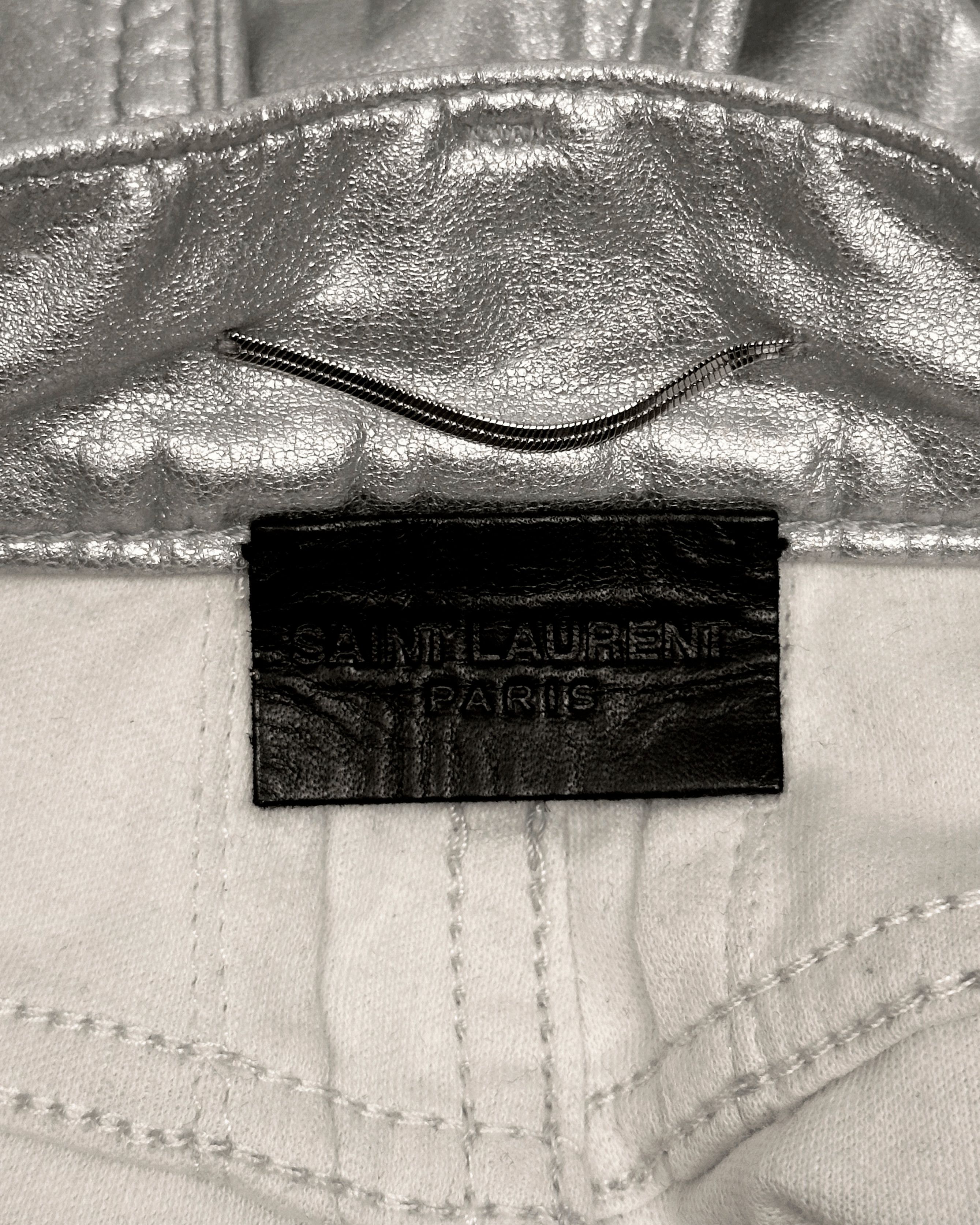 Hedi Slimane × Saint Laurent Paris Saint Laurent Paris Silver Sample Faux Leather Pants Size US 28 / EU 44 - 12 Thumbnail