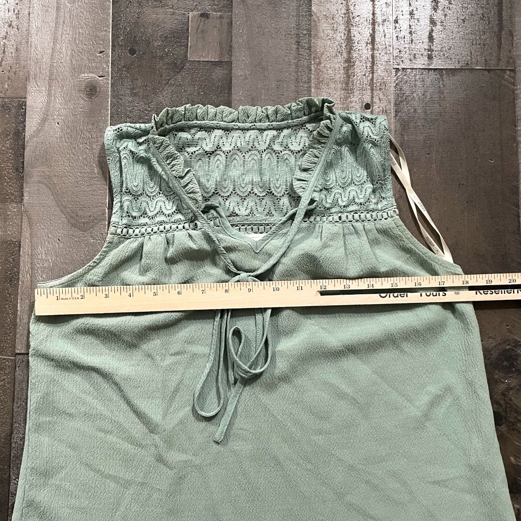 Vintage Sweet Wanderer Tank Womens Small Green Ruffled V-Neck Lace Detail Sleeveless Size S / US 4 / IT 40 - 5 Thumbnail
