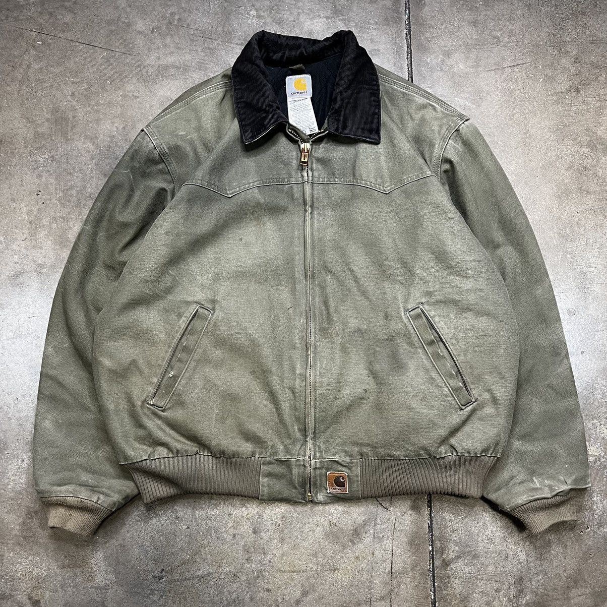 image of 90's Carhartt Sante Fe Jacket Faded Distressed in Olive, Men's (Size 2XL)