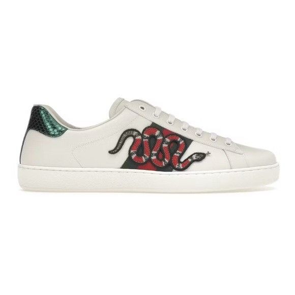 Gucci Gucci Ace Embroidered Snake Sneakers White Multi Men’s 17 45 Size US 15 / EU 48 - 1 Thumbnail