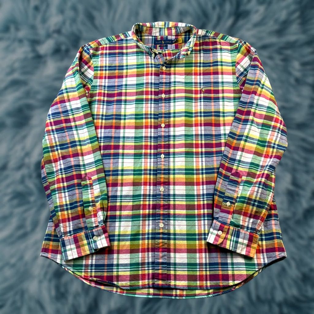 Polo Ralph Lauren Ralph Lauren Shirt Mens 2XL Oxford Slim Fit Tartan Plaid Flesh Pony Size US XXL / EU 58 / 5 - 1 Thumbnail