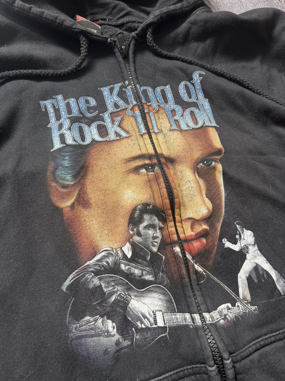 Band Tees VINTAGE ZIP HOODIE ELVIS PRESLEY POP MUSIC SUNFADED Size US L / EU 52-54 / 3 - 3 Thumbnail