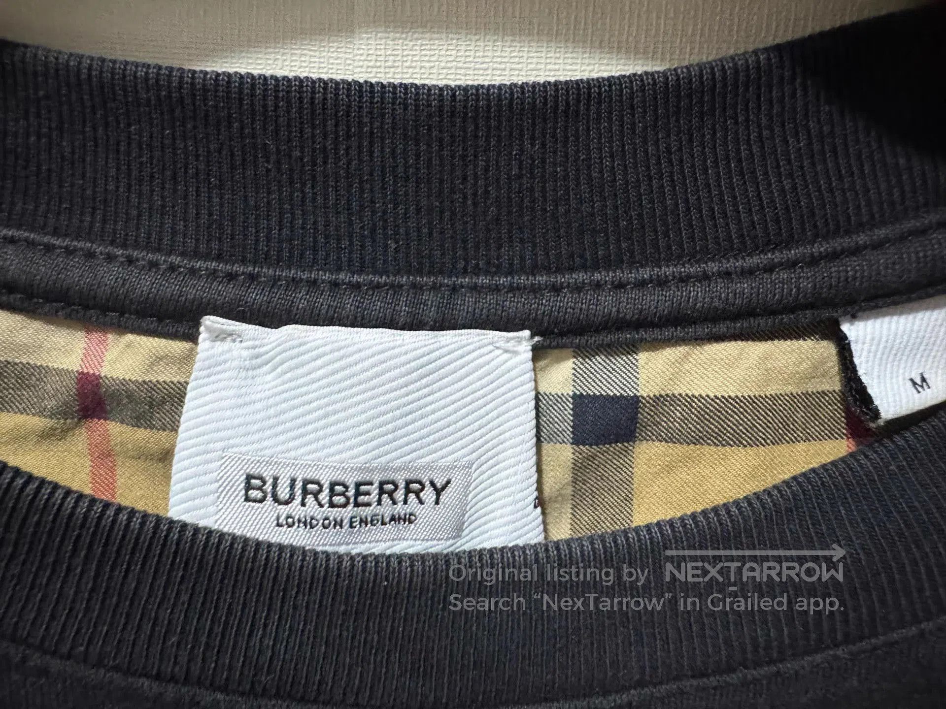 Burberry Black Short Sleeve Shirt with Plaid Sleeves. Size US M / EU 48-50 / 2 - 4 Thumbnail