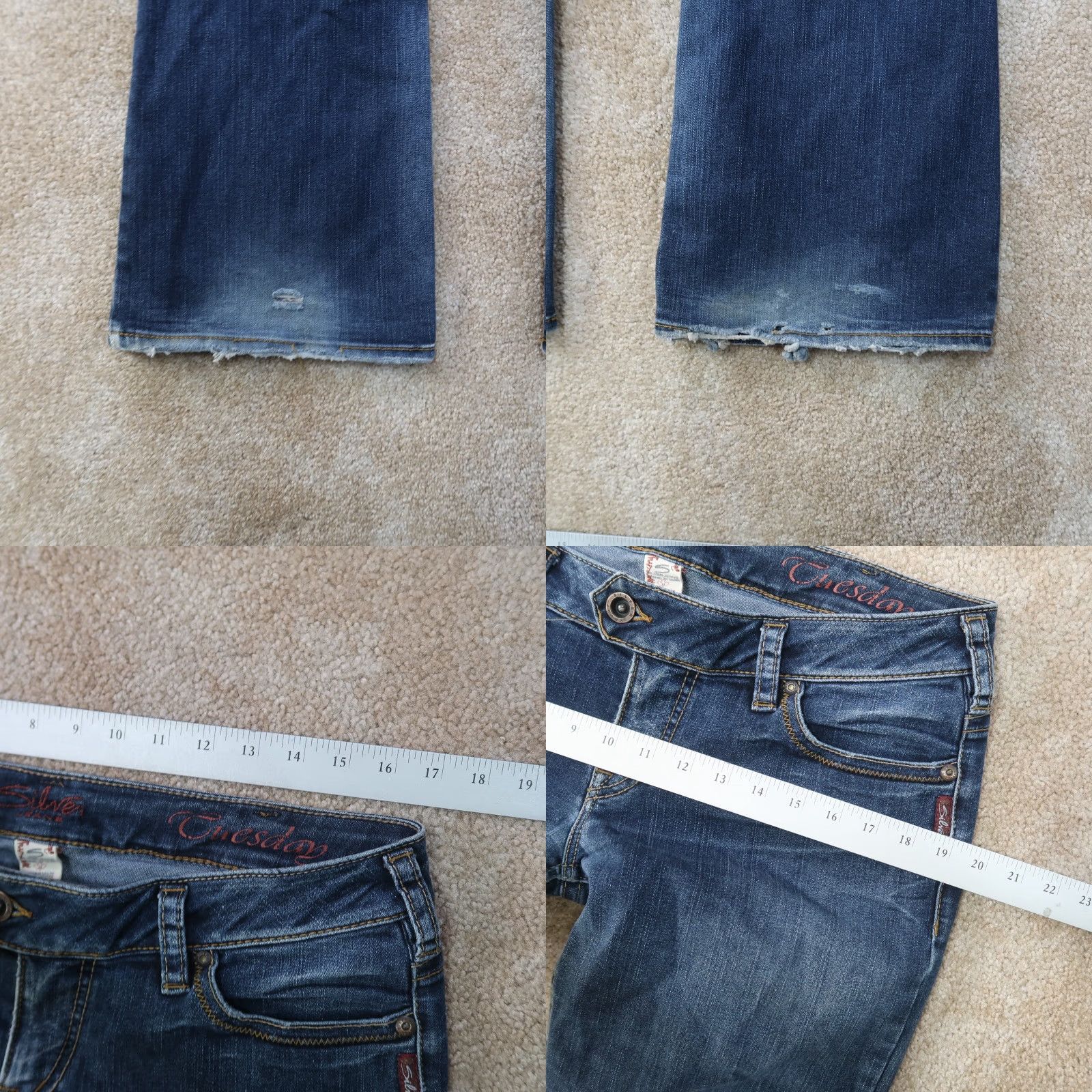 Silver Jeans Co. Silver Jeans Tuesday Jeans Women's 33x33 Blue Denim Bootcut Stretch Slim 5-Pocket Inseam 33 Regular Size 24" / US 00 / IT 34 - 8 Thumbnail