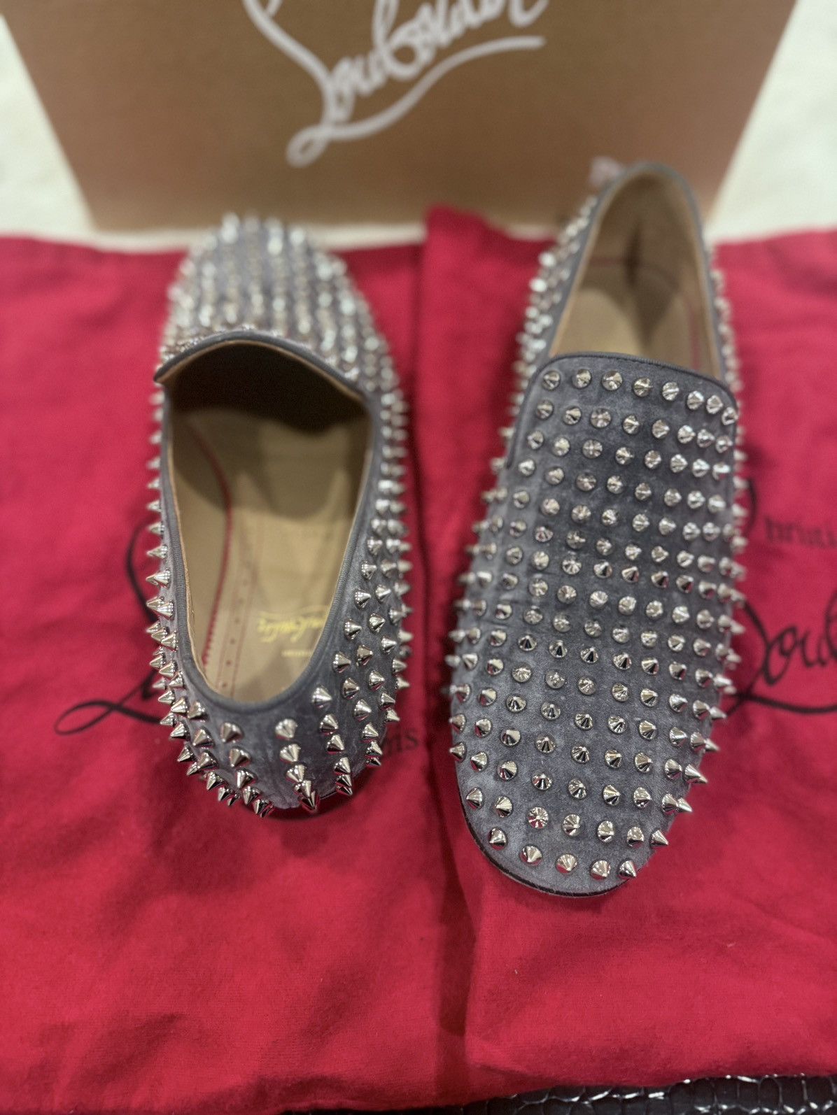 Christian Louboutin Christian Louboutin ROLLERBOY Spikes Studded Grey Loafers Size US 9 / EU 42 - 6 Thumbnail