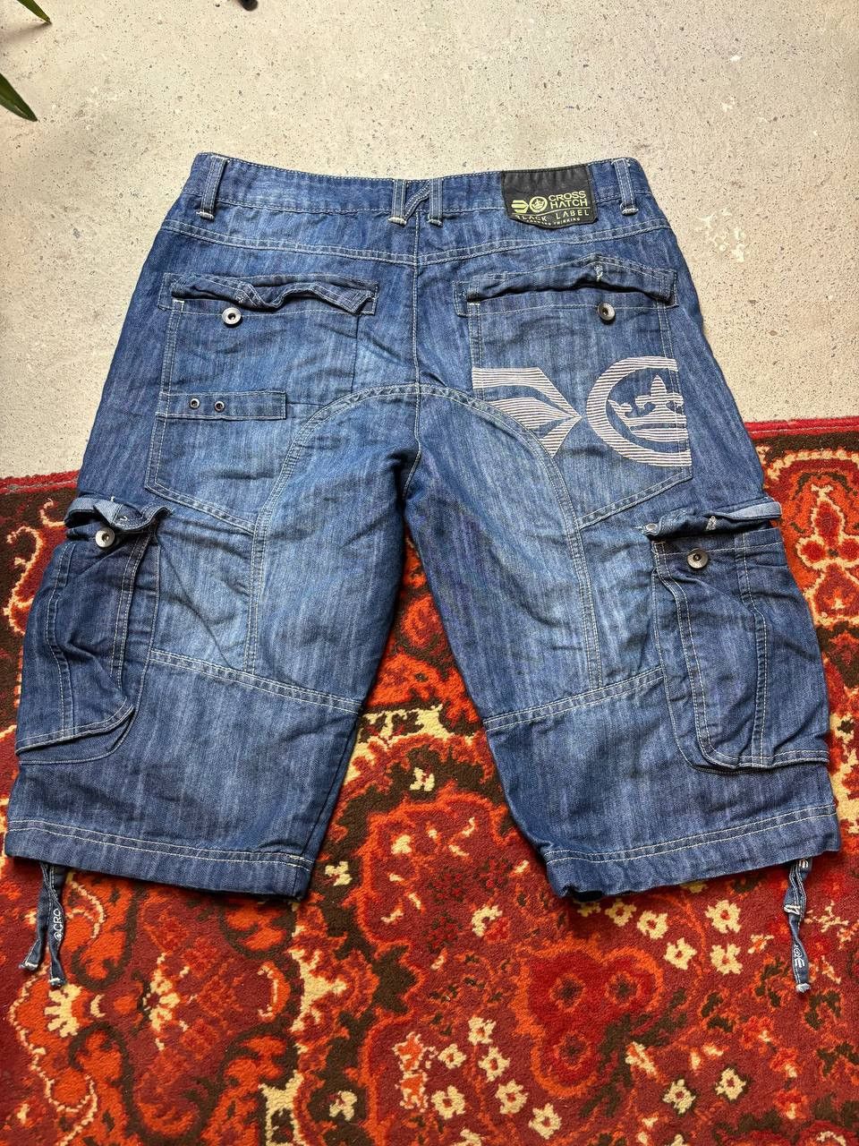 Japanese Brand × Vintage Vintage Y2K Crosshatch Baggy Cargo Embroidered Logo Shorts Size US 36 / EU 52 - 8 Thumbnail