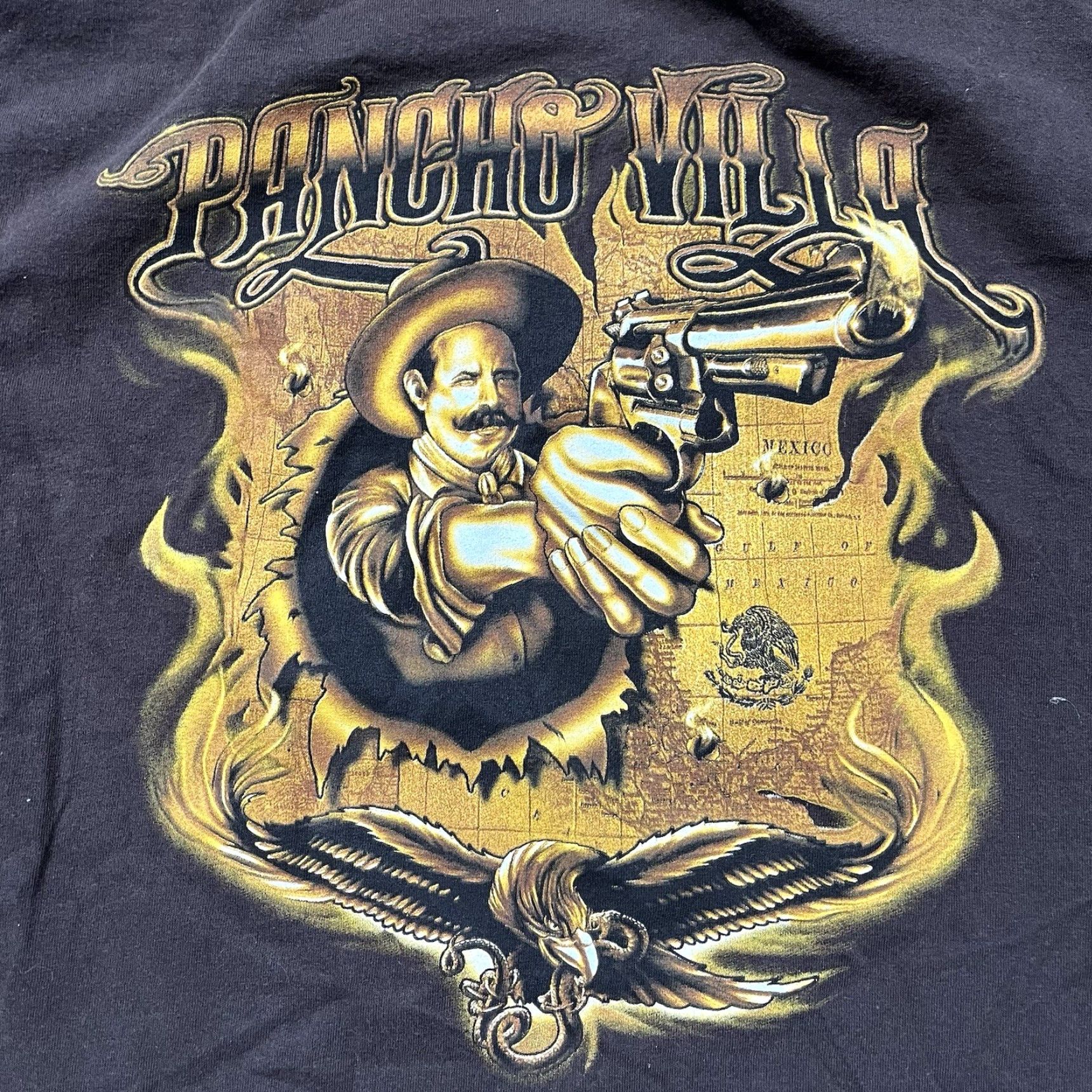 AAA VINTAGE Pancho Villa Revolucion T-Shirt Mens M Brown Lowrider Mexico Chicano Funny 90s Shirt Mens Size US M / EU 48-50 / 2 - 2 Thumbnail