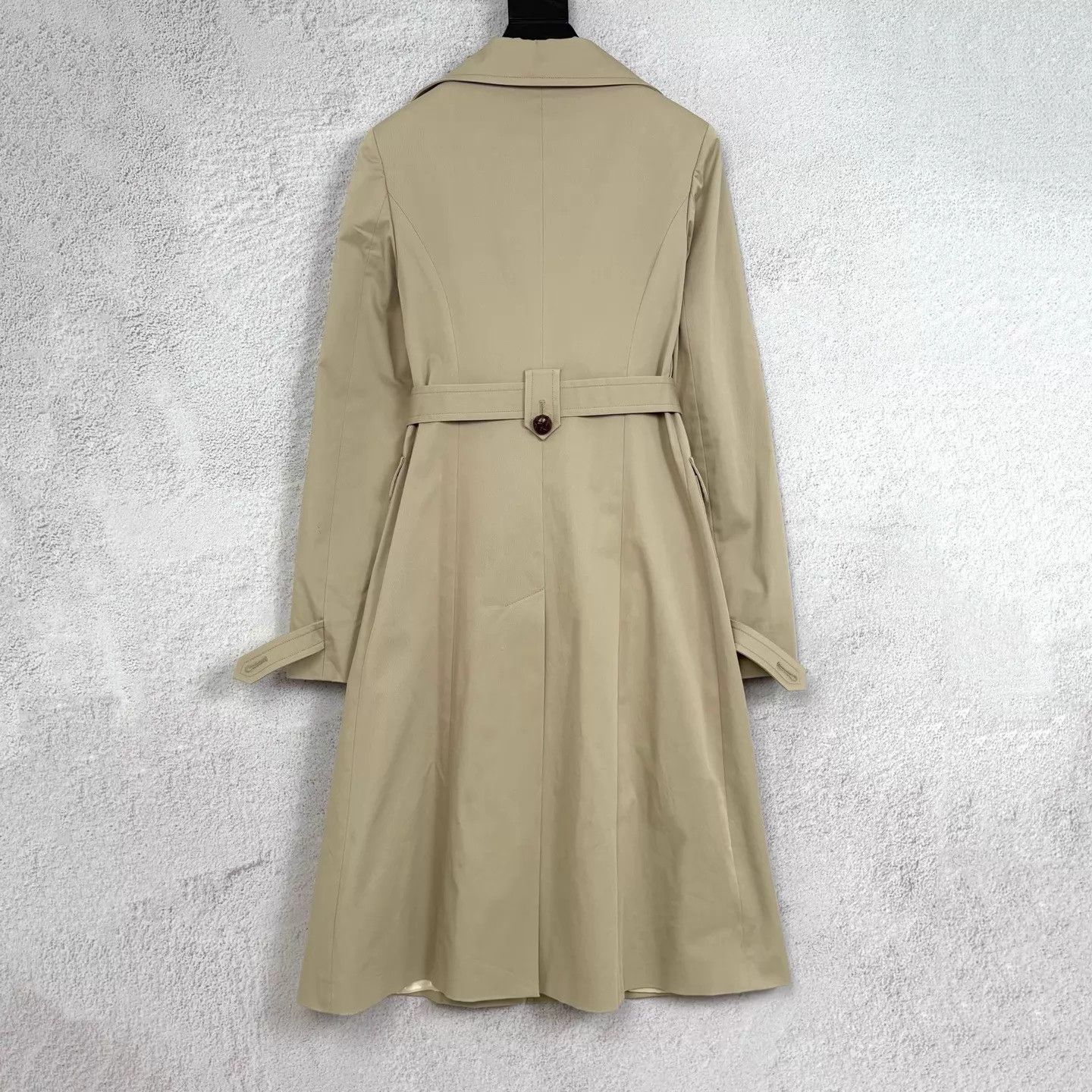 Miu Miu MIU MIU Beige Logo-Lined Long Tie-Front Coat Size 38 Size XS / US 0-2 / IT 36-38 - 2 Thumbnail