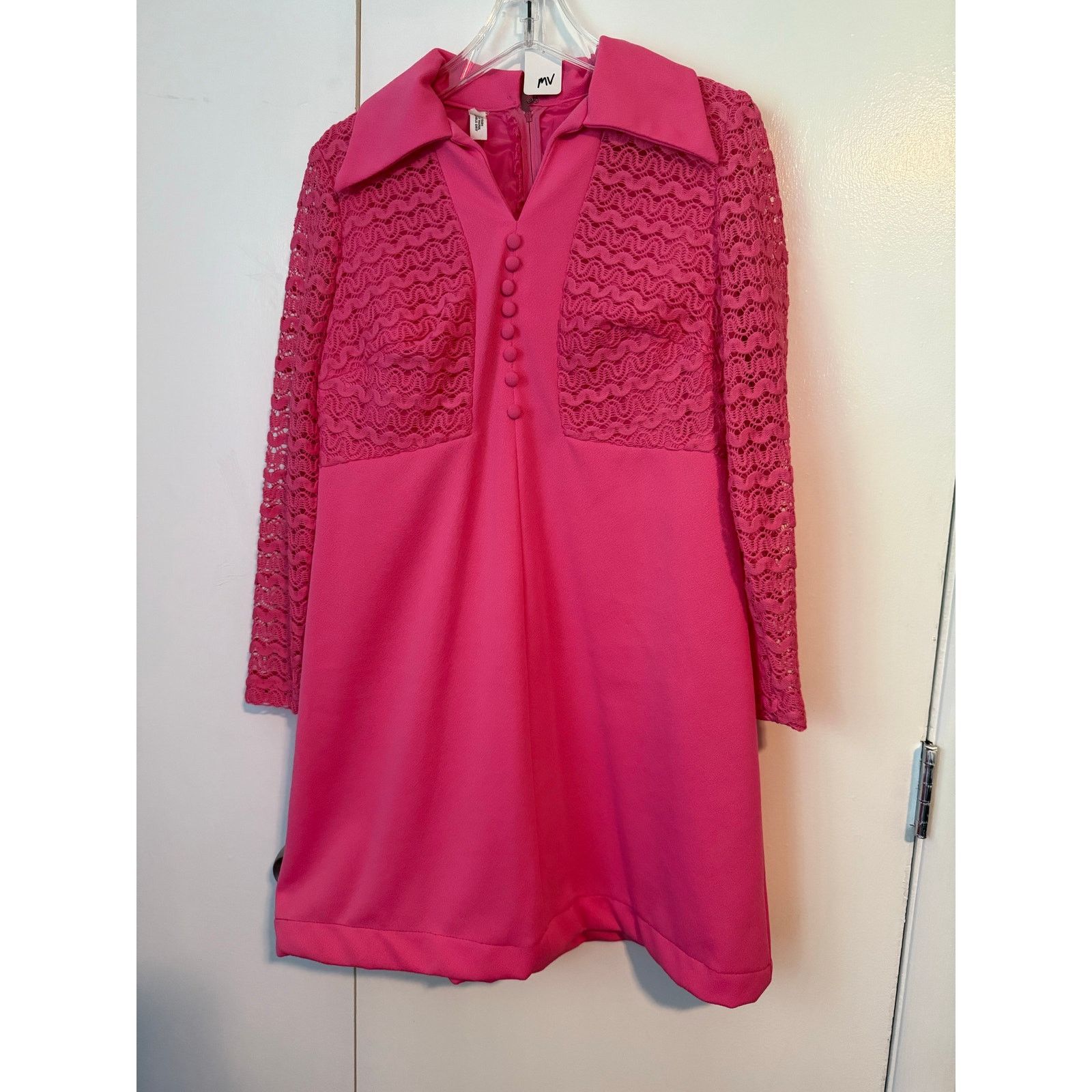 Vintage Vintage 70’s Hot Pink Groovy Texture GoGo Dress Large Hippie Size L / US 10 / IT 46 - 8 Thumbnail