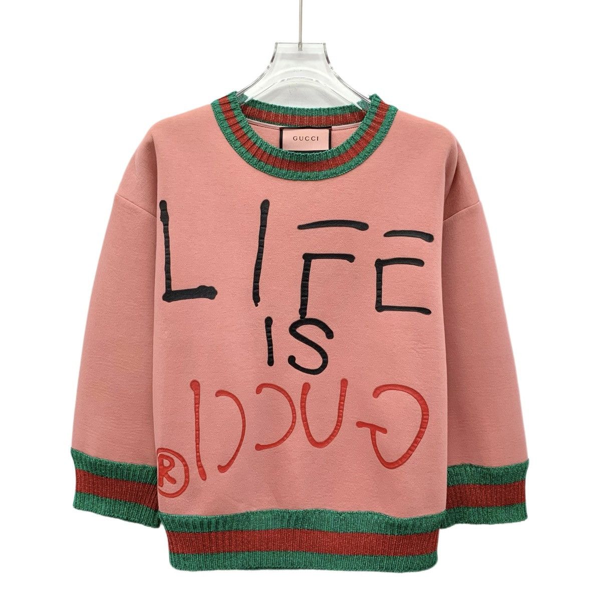 Gucci Gucci Pink Letter Embroidered Long Sleeve Knit Sweater K26WX Size S / US 4 / IT 40 - 1 Thumbnail