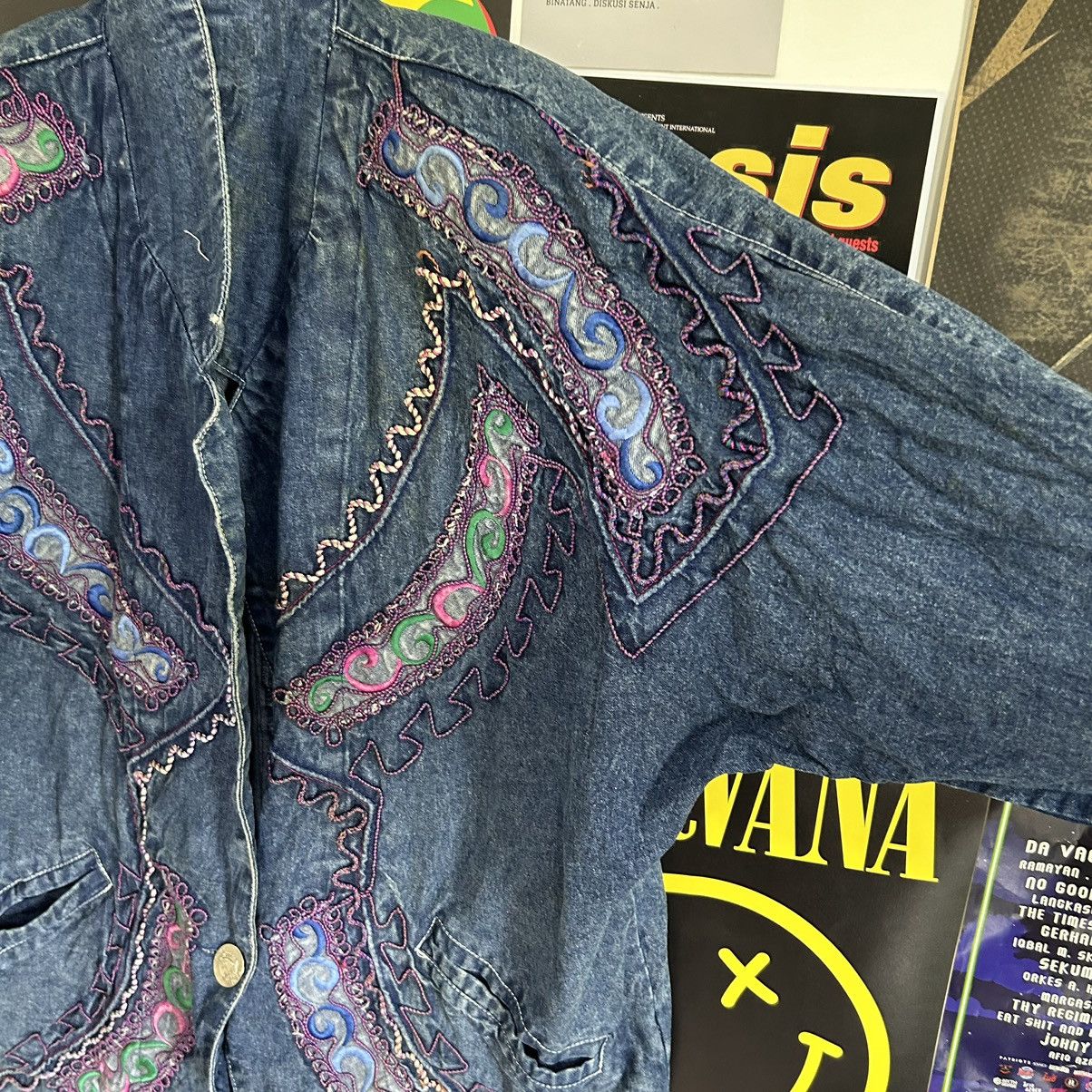 Vintage Vintage Cherry Seven 80s Oversize Embroidery Denim Jacket Size XL / US 12-14 / IT 48-50 - 7 Thumbnail