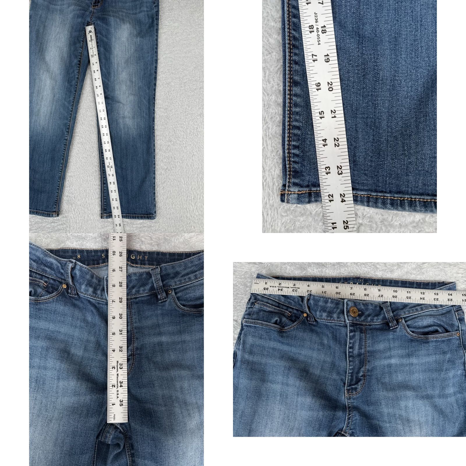 White House Black Market White House Black Market Jeans Womens 8 Blue The Straight Mid Rise Cotton 28x24 Denim 5-Pocket Size 30" / US 8 / IT 44 - 8 Thumbnail