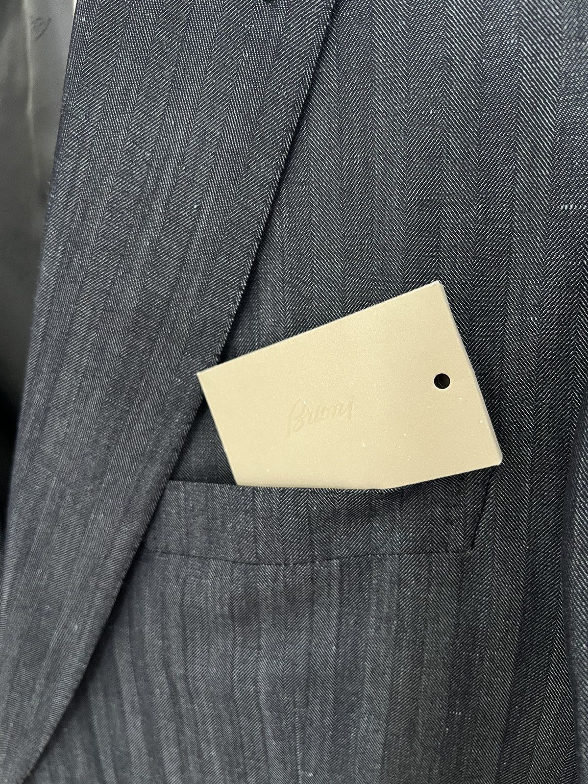 Barneys New York × Brioni Brioni Size 42R US / 52R IT Navy Pinstripe Linen Wool Blazer Size 42R - 3 Thumbnail