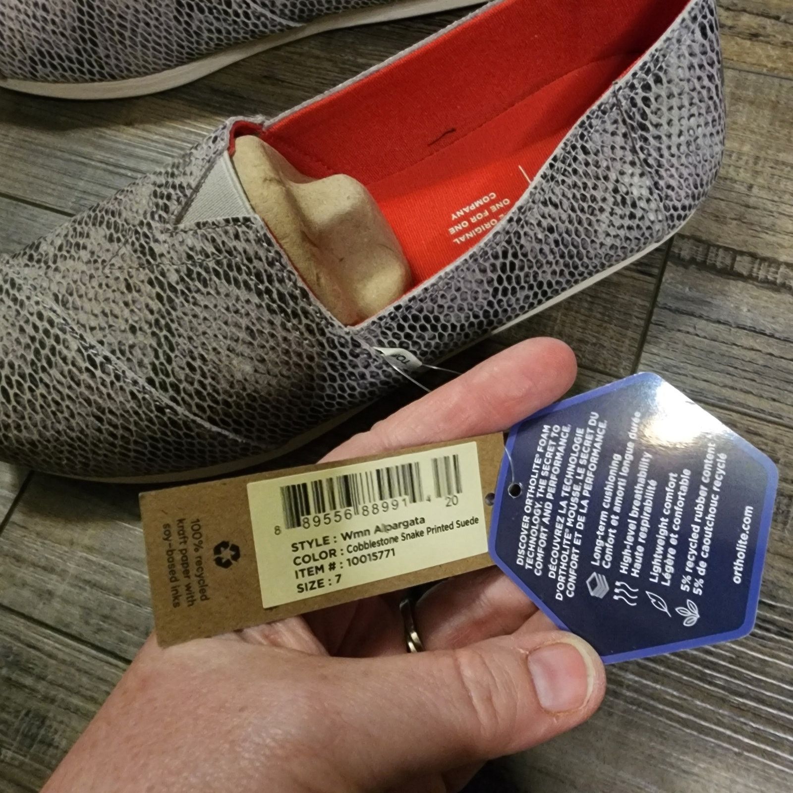 Toms Toms sz 7 Cobblestone Snake Printed Suede Alpargata NIB Shlf Size US 7 / IT 37 - 7 Thumbnail