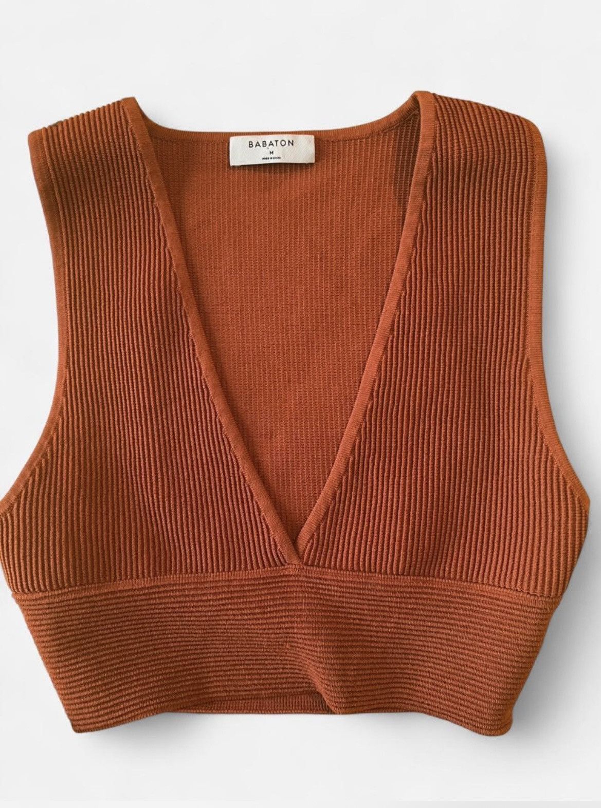 Aritzia Aritzia Babaton Sculpt Knit Tank Top Crop Rust Orange M Size M / US 6-8 / IT 42-44 - 1 Thumbnail