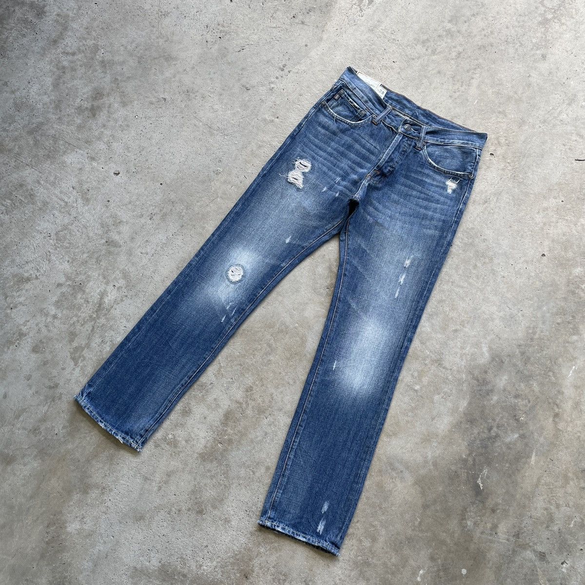 Abercrombie & Fitch W30 Vintage A&F Straight Slim Faded Distressed Jeans Pants Size US 30 / EU 46 - 2 Thumbnail