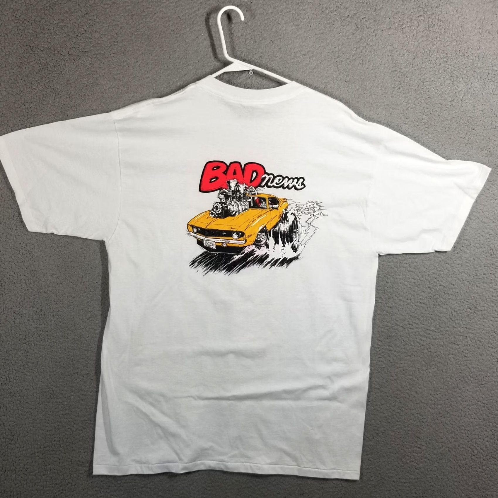 Vintage Vtg Sunrise Design Hawaii Muscle Car USA Made Single Stitch Men’s Size XL Shirt White Graphic Print Back Bad News Car Size US XL / EU 56 / 4 - 3 Thumbnail