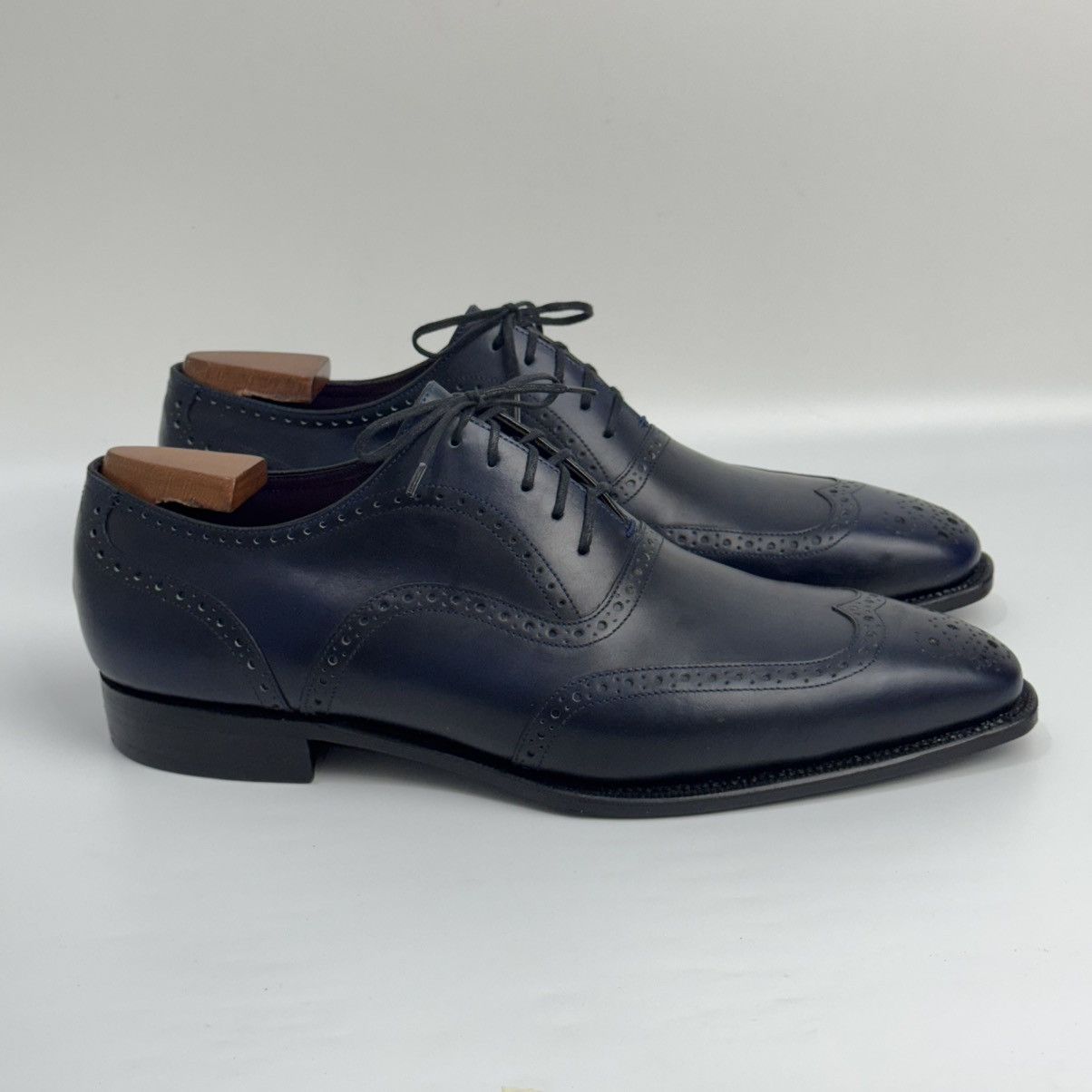 Corthay Corthay Bespoke Wingtip Oxford Navy Blue PatinaLeather Shoes Size US 10 / EU 43 - 2 Thumbnail
