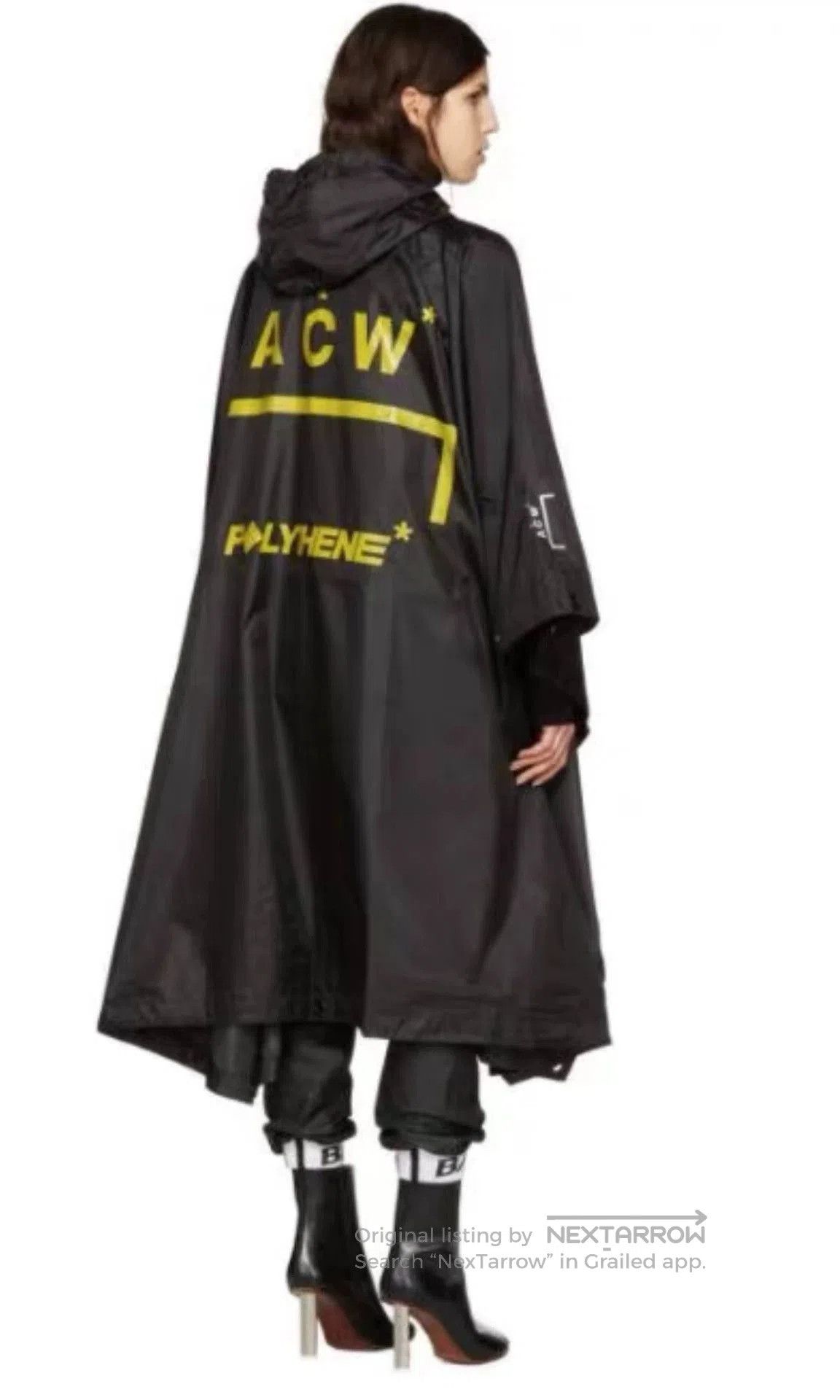 A-COLD-WALL* Black Hooded Raincoat with Yellow Graphic Print. Size US M / EU 48-50 / 2 - 1 Thumbnail