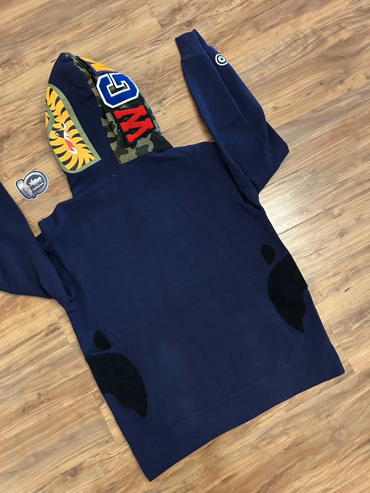 Bape Bape Navy/Green Camo Detachable Shark Full Zip Hoodie Size US XXL / EU 58 / 5 - 8 Thumbnail