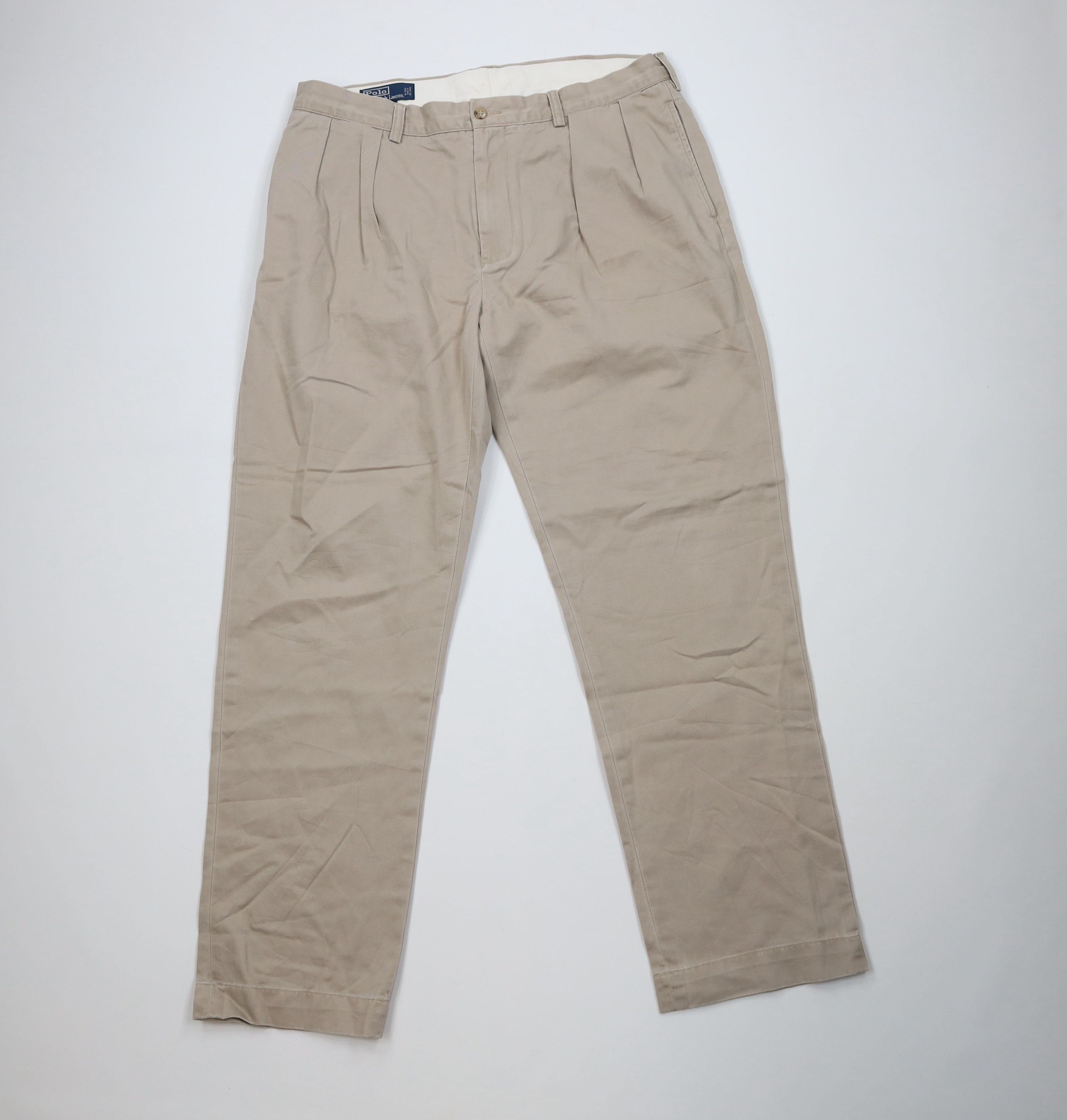 Ralph Lauren Vintage 90s Ralph Lauren Wide Leg Chino Pants Beige Cotton Size US 36 / EU 52 - 1 Thumbnail