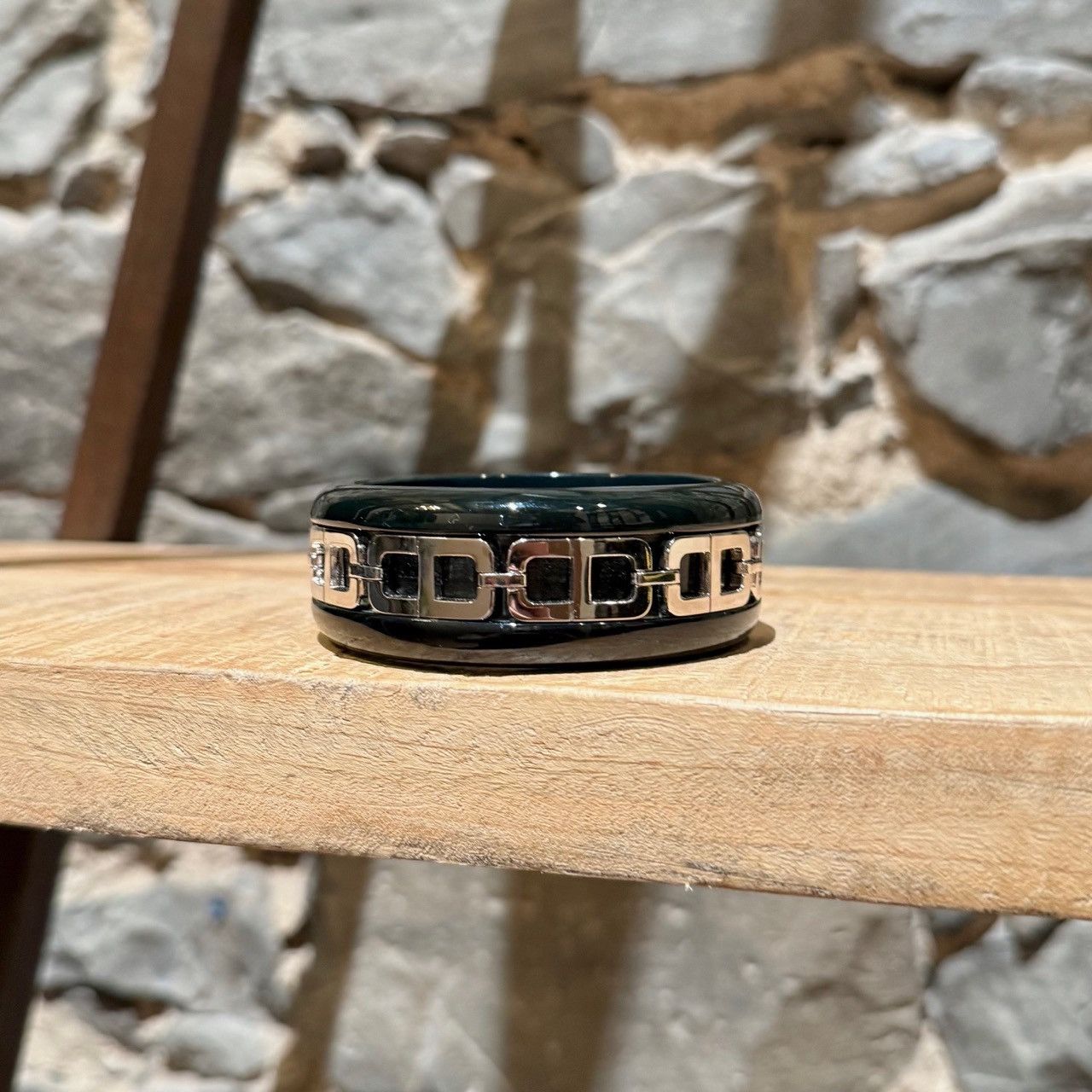 Dior Christian Dior Vintage Dark Green Bakelite CD Metal Bracelet Size ONE SIZE - 5 Thumbnail