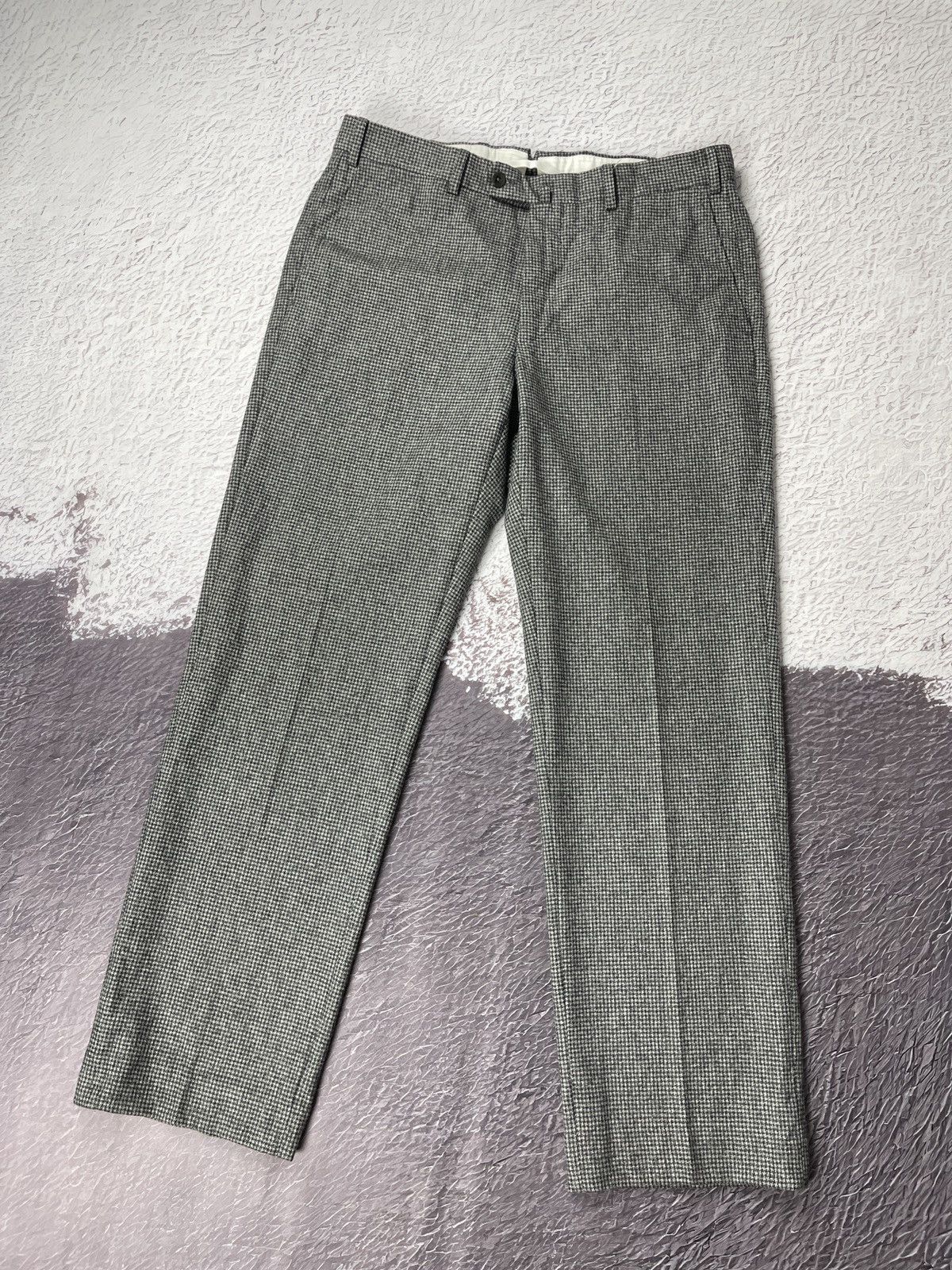 Ermenegildo Zegna Ermenegildo Zegna grey wool Houndstooth dress casual pants Size US 32 / EU 48 - 1 Thumbnail