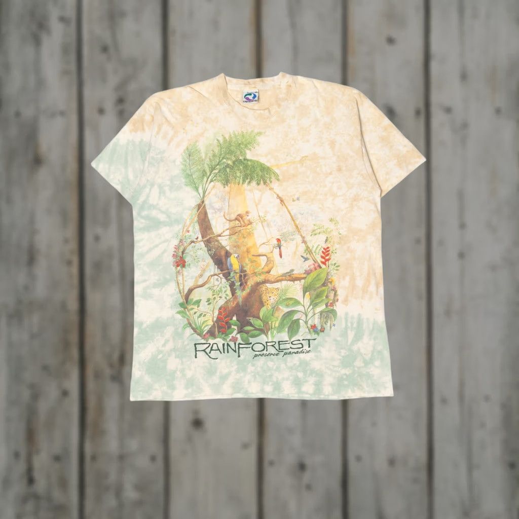 Liquid Blue VINTAGE Liquid Blue Rainforest Preserve Paradise Tie Dye Single Stitch T-Shirt XX-Large Green Unisex Adults 1990s Mens Womens Size US XXL / EU 58 / 5 - 1 Thumbnail