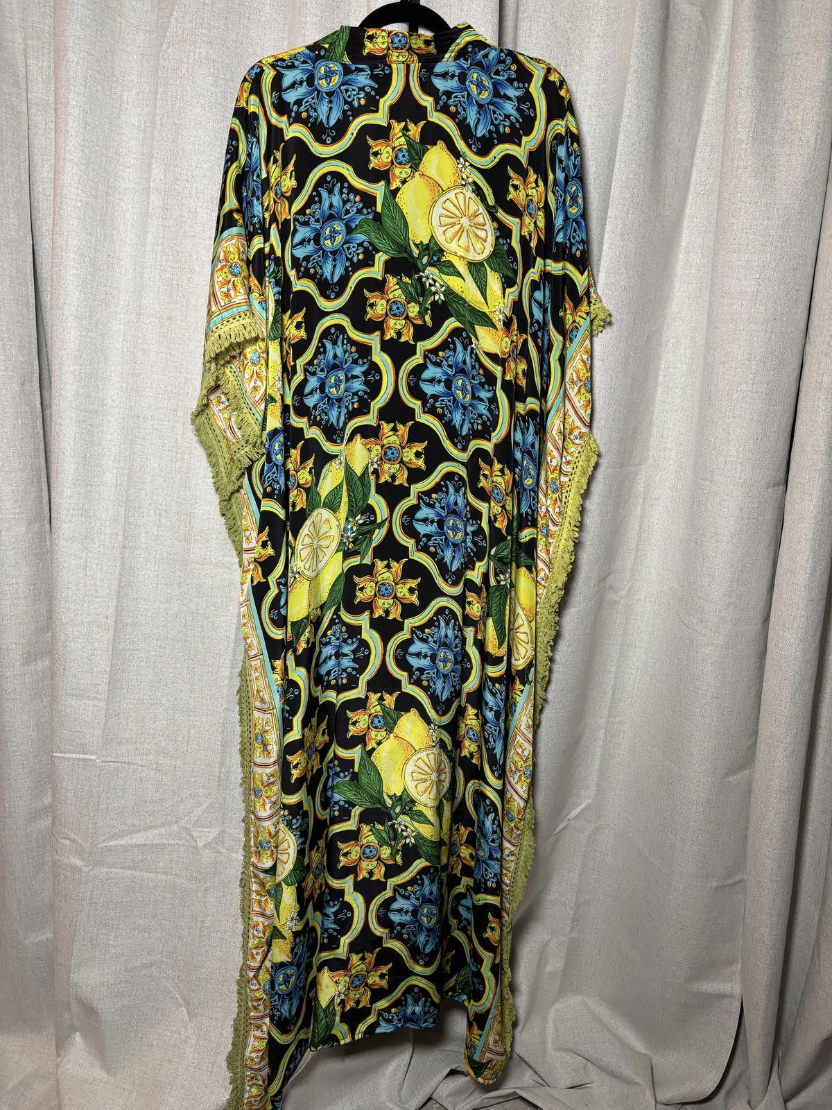 Other Bohemian Style Long Floral Print Kaftan Dress with Fringe Size ONE SIZE - 9 Thumbnail