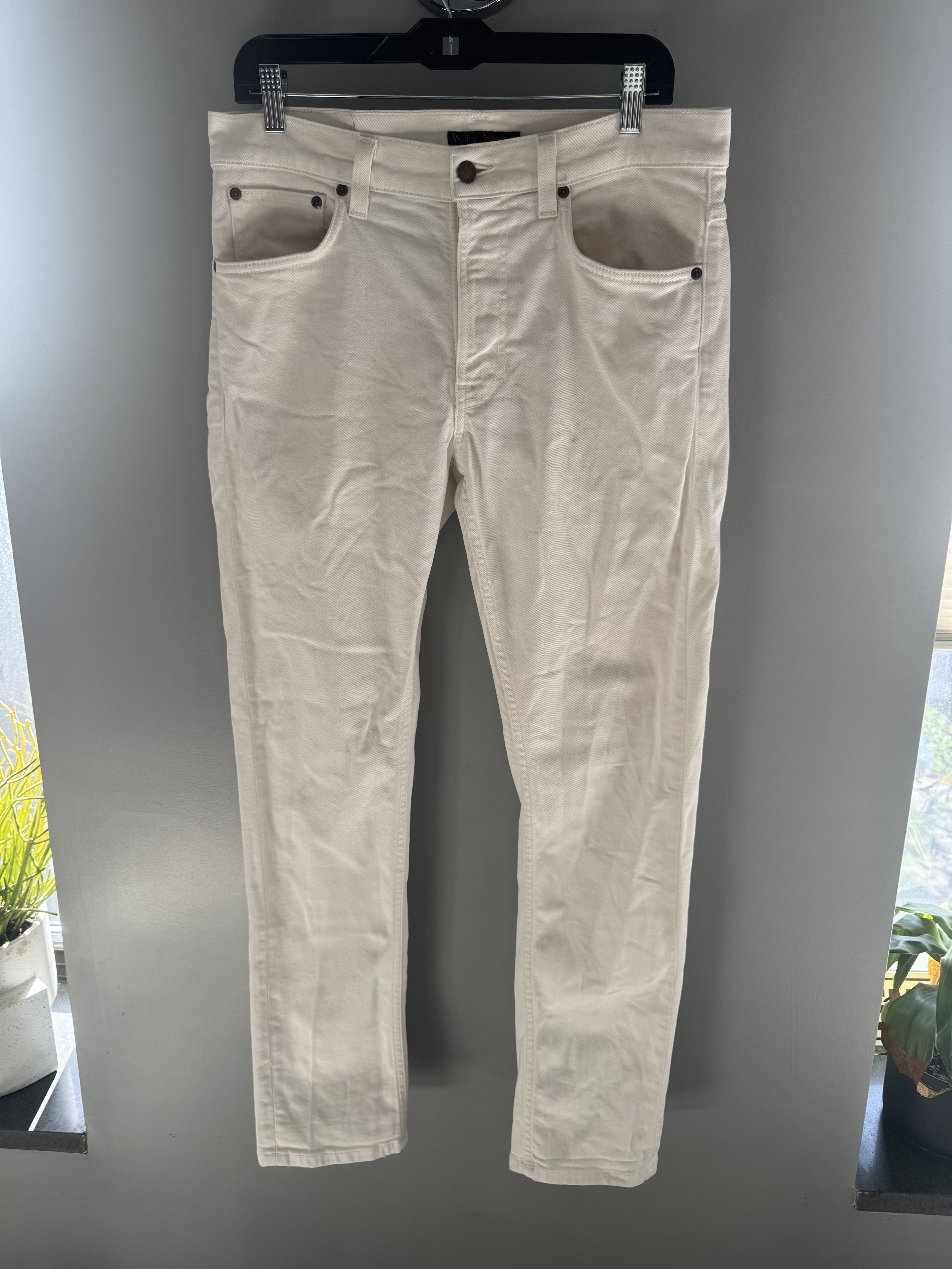 Nudie Jeans Off-White Lean Dean Jeans Size US 32 / EU 48 - 2 Thumbnail